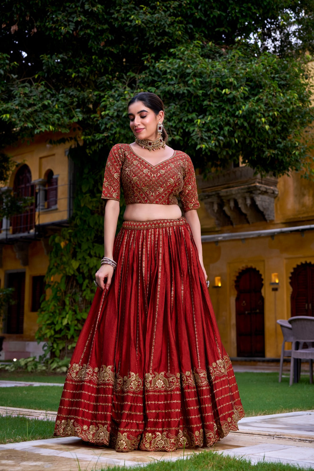 Lorenvalley Fashion Orange Rangoli Crush Sequins and Thread Embroidery Work Lehenga Choli with Dupatta 
