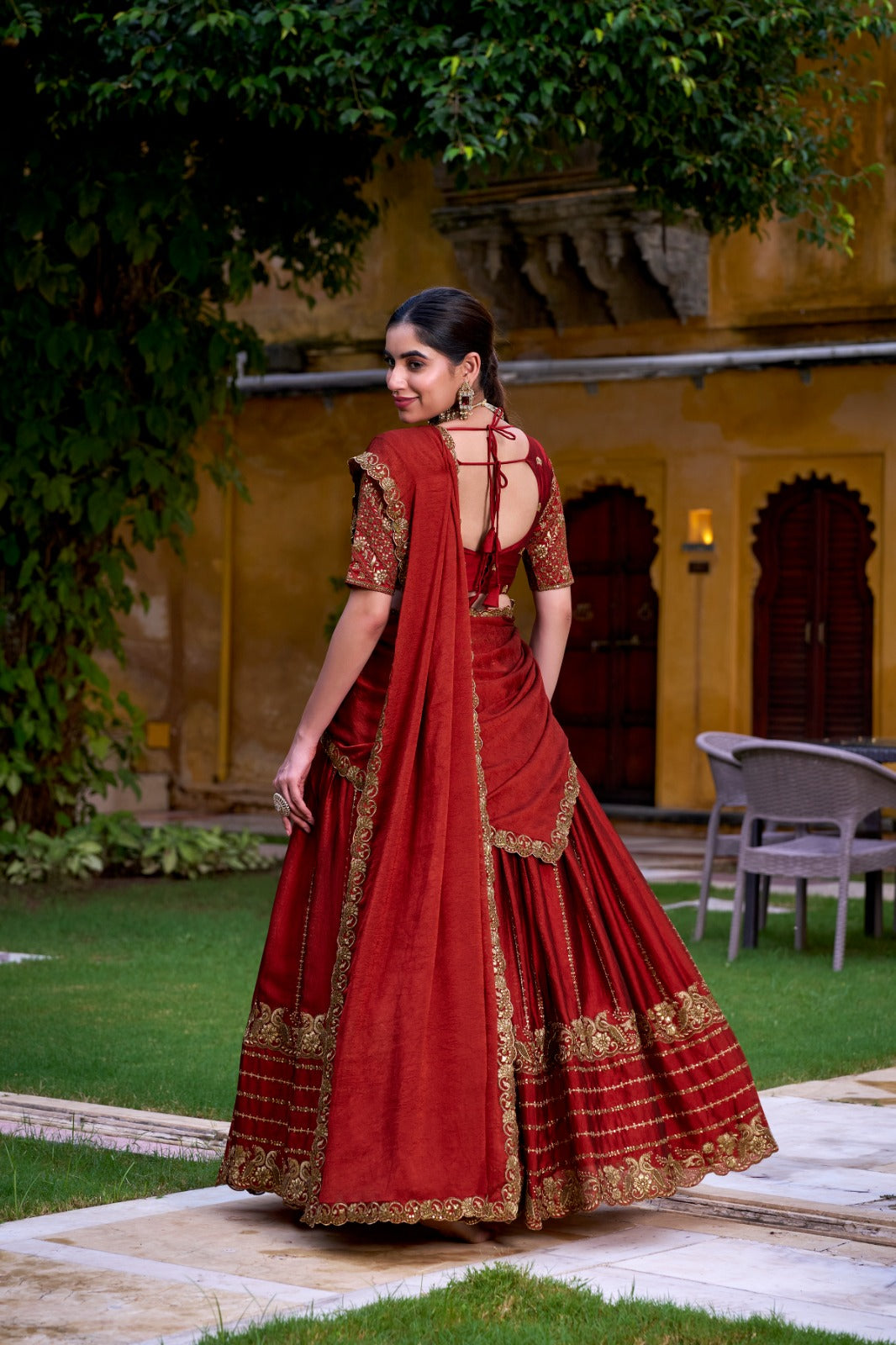Lorenvalley Fashion Orange Rangoli Crush Sequins and Thread Embroidery Work Lehenga Choli with Dupatta 