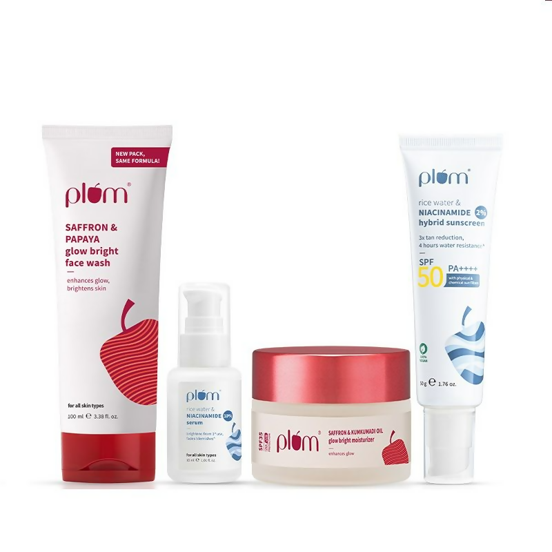 Plum CSMS Combo - Saffron Face Wash & Moisturizer & Niacinamide Face Serum & SPF Sunscreen | Grab2Buy