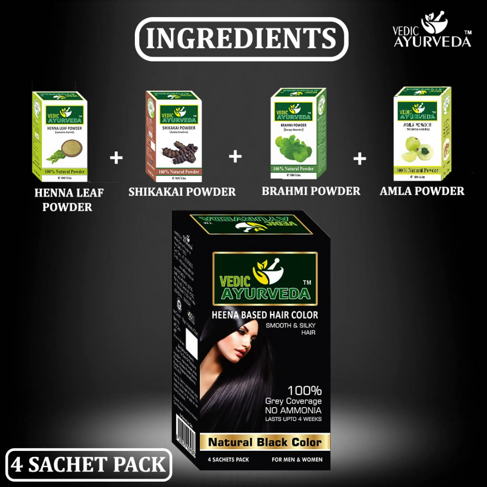 VedicAyurveda Natural Pure Henna Based Hair Color - Natural Black  Grab2Buy VedicAyurveda Grab2Buy