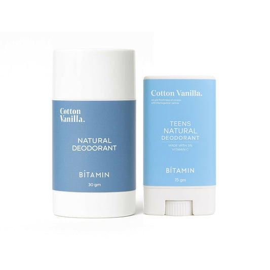 Bitamin Natural Deodorant Cotton Vanilla Teens, Cotton Vanilla Roll On Mom & Daughter Pack