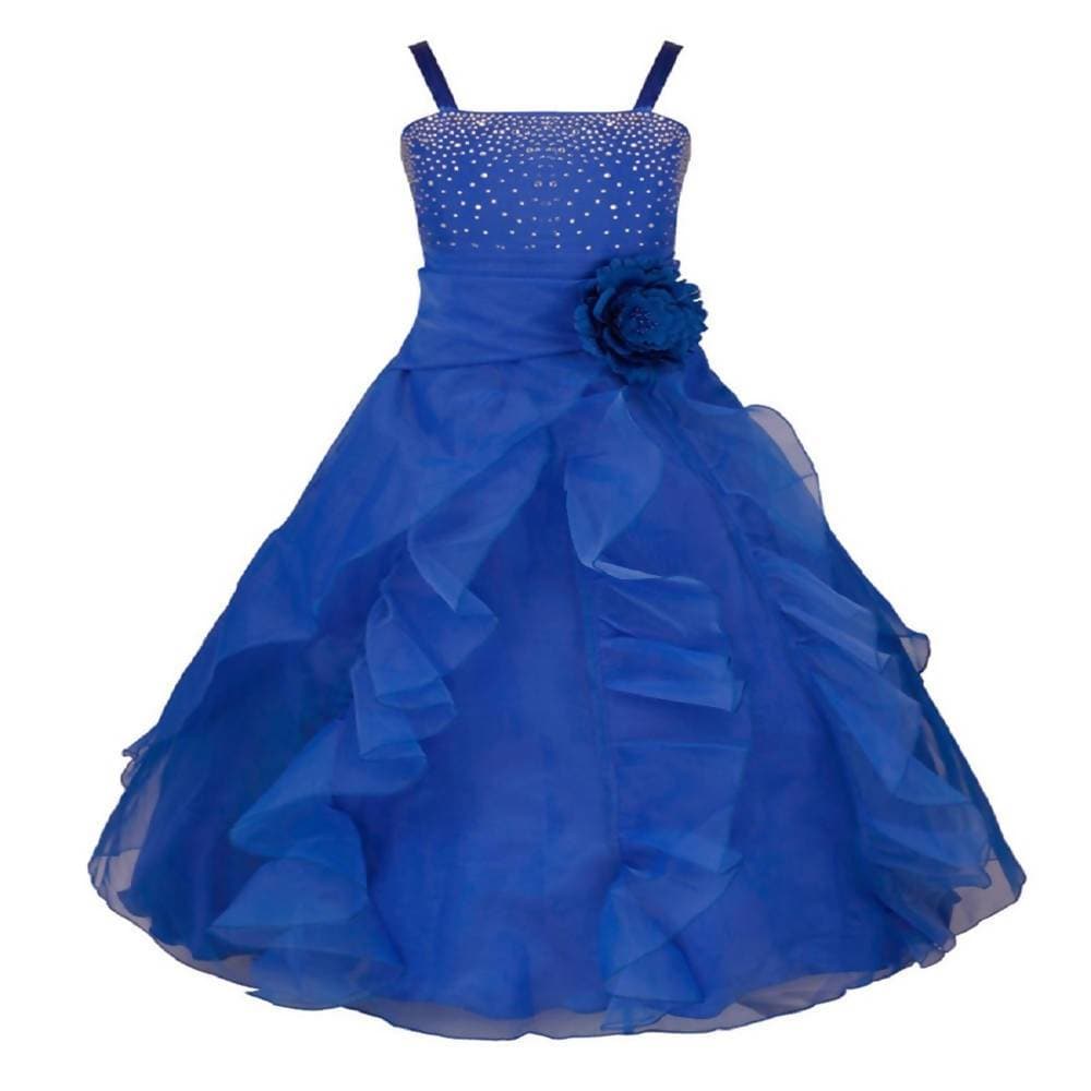 Asmaani Baby Girl's Blue Colour Satin A-Line Maxi Full Length Dress (AS-DRESS_22089) - Grab2buy