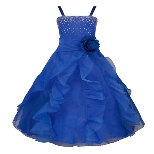 Asmaani Baby Girl's Blue Colour Satin A-Line Maxi Full Length Dress (AS-DRESS_22089) - Grab2buy