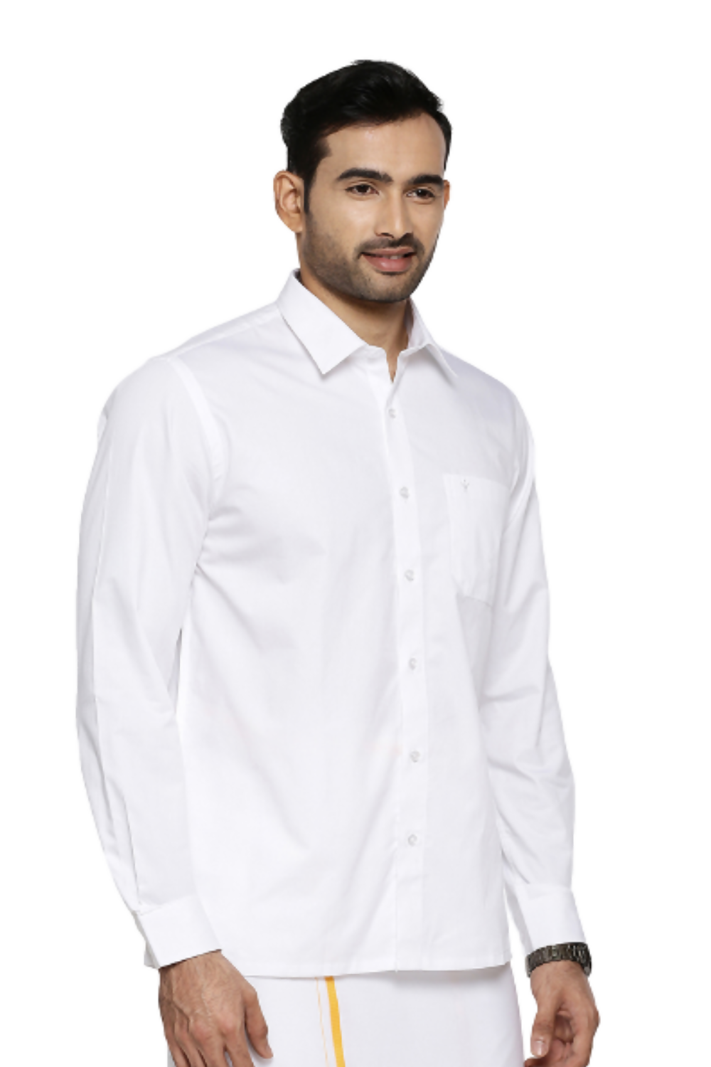 Ramraj Cotton Mens Full Sleeve Formal 100 % Cotton White Shirt 