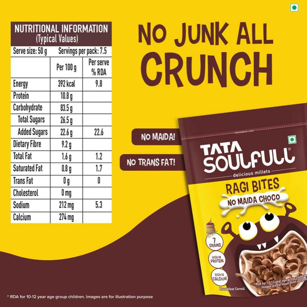 Tata Soulfull Ragi Bites Breakfast Cereals - No Maida Choco - Grab2buy
