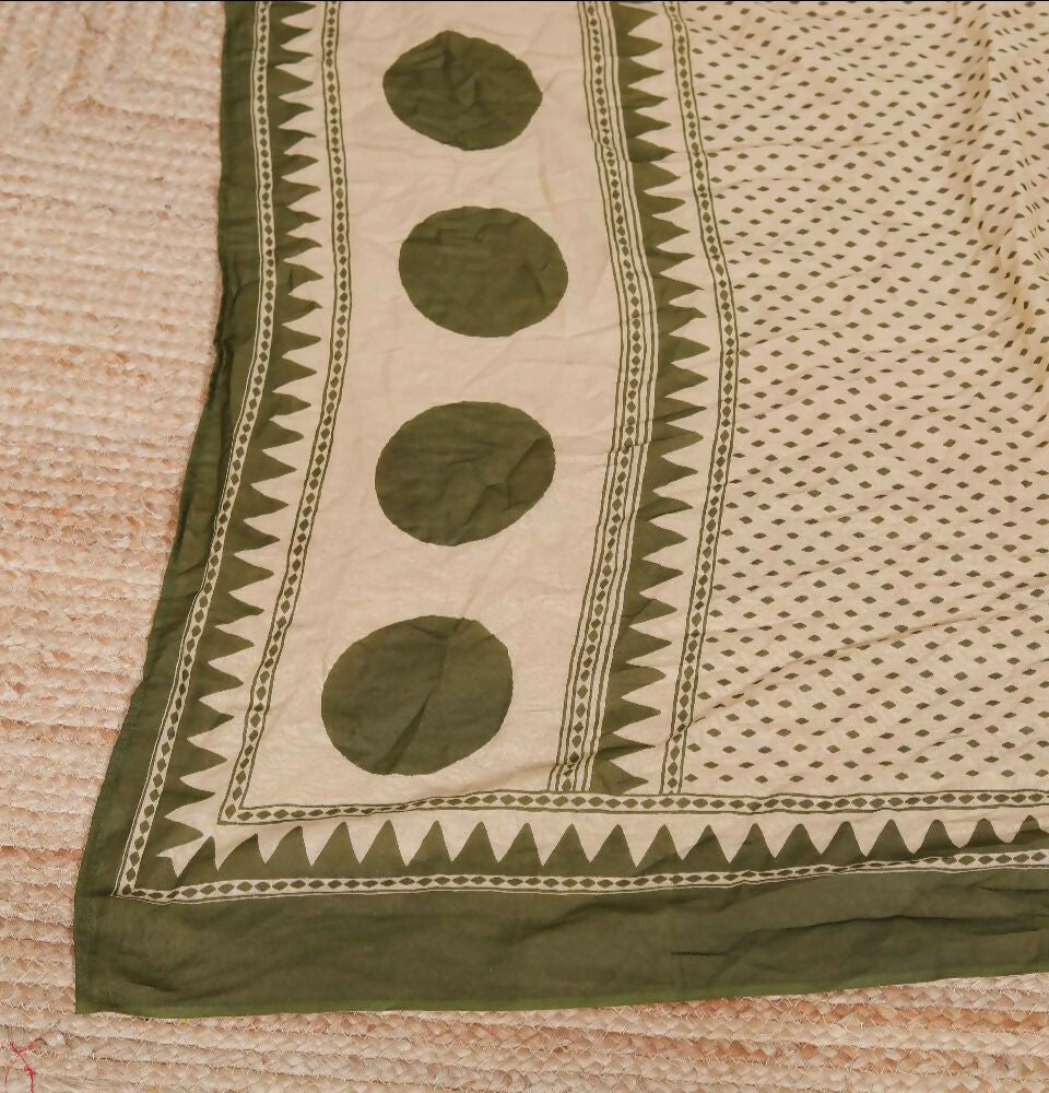 Miravan Women'S Polka Dot Printed Pure Cotton Anarkali Kurta With Dupatta