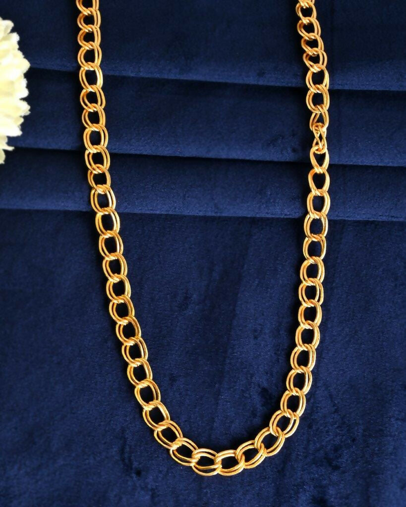 VOJ Gold-Polished Designer Circular Chain For Men 
