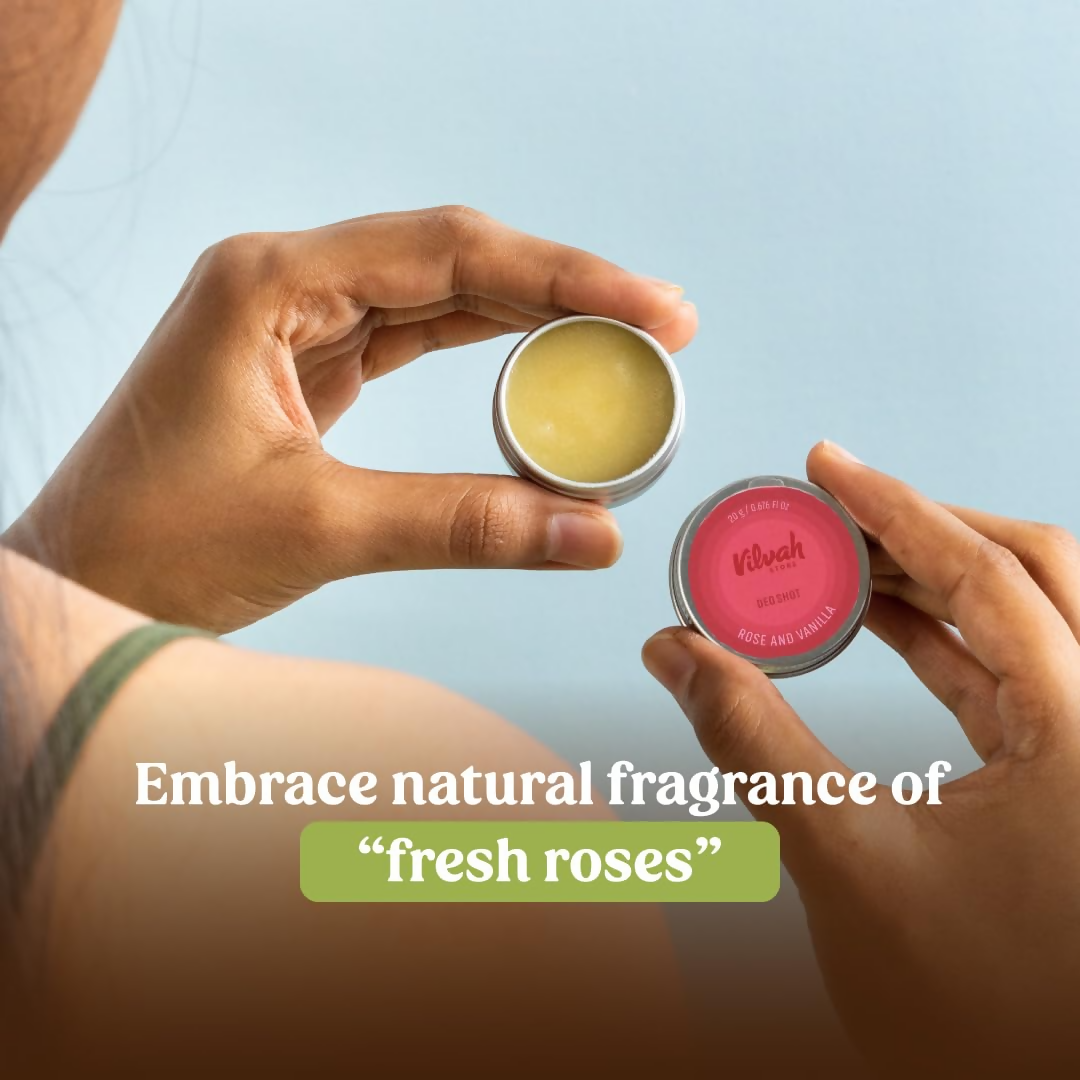 Vilvah Store Rose And Vanilla Deo Shot 24 Hour Odor-Free Underarms 