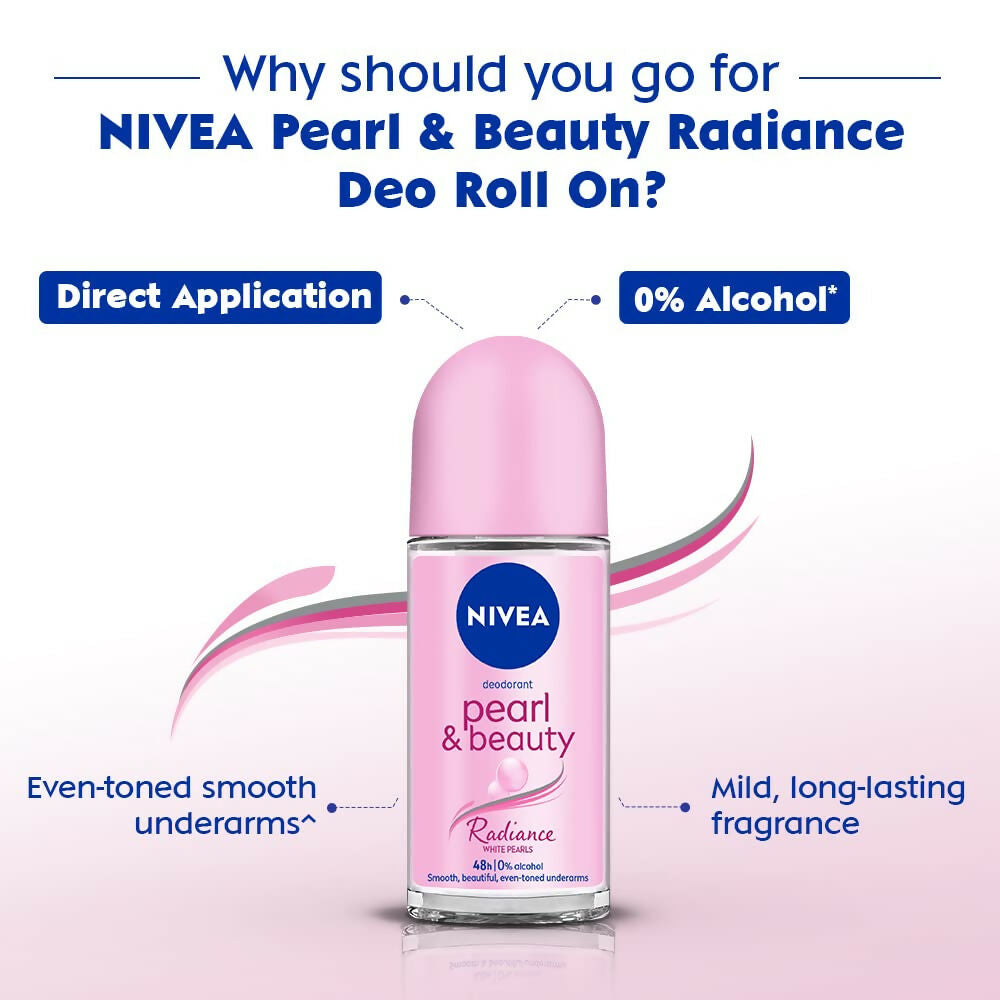 Nivea Deodorant Roll On Pearl & Beauty Radiance For Eventoned Smooth & Beautiful Underarms 