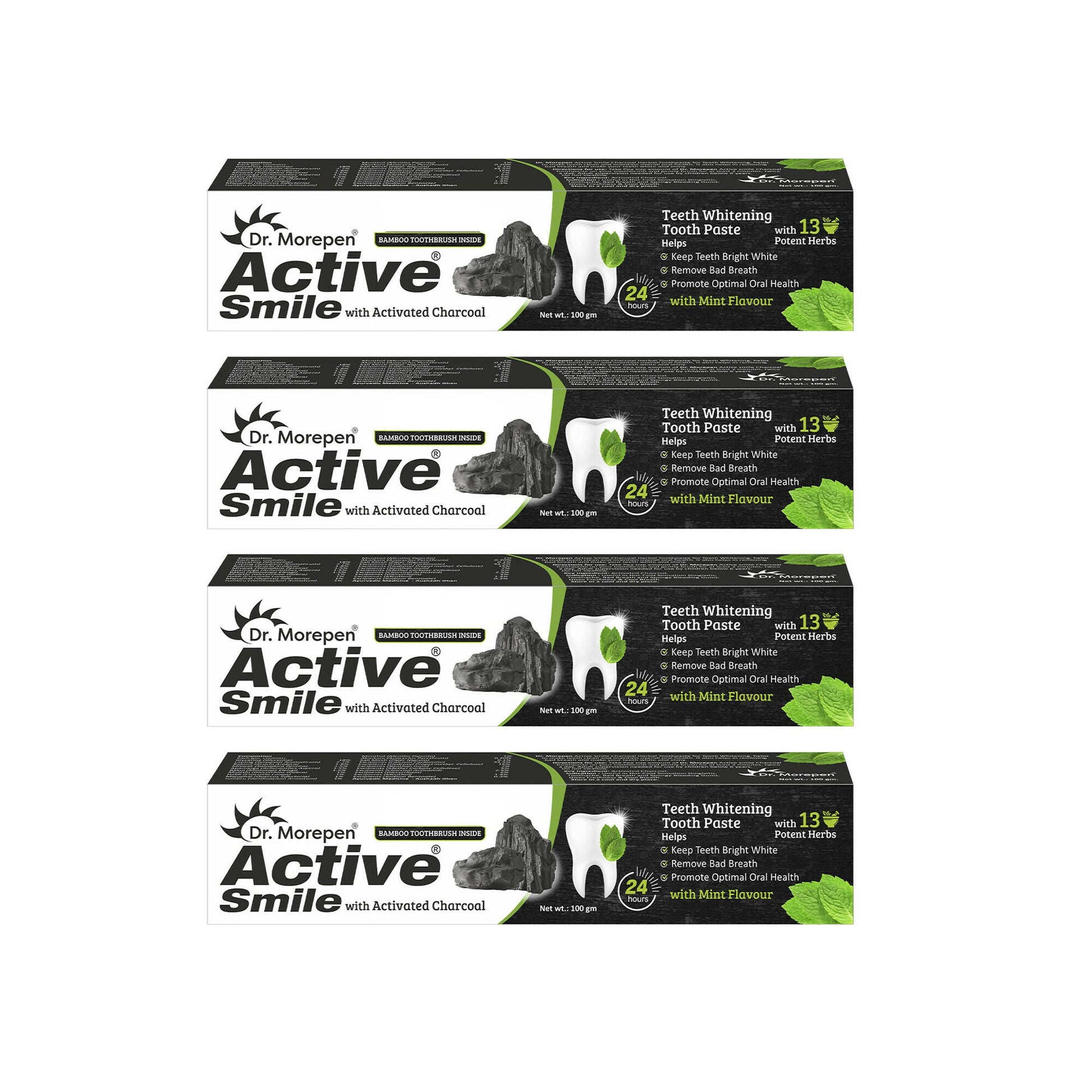 Dr. Morepen Active Smile Charcoal Toothpaste for Teeth Whitening & Bad Breath Removal - Grab2buy