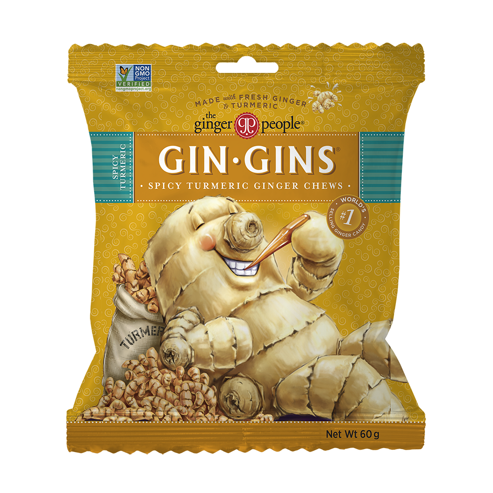 THE GINGER PEOPLE | Gin Gins Ginger Candy Bag | Chewy Spicy Turmeric | 60g 