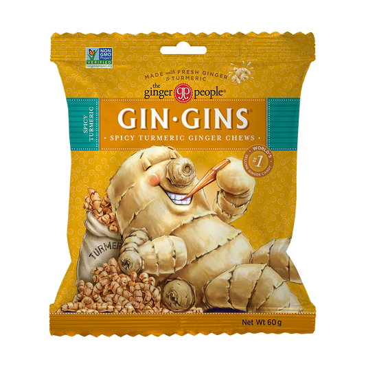 THE GINGER PEOPLE | Gin Gins Ginger Candy Bag | Chewy Spicy Turmeric | 60g 