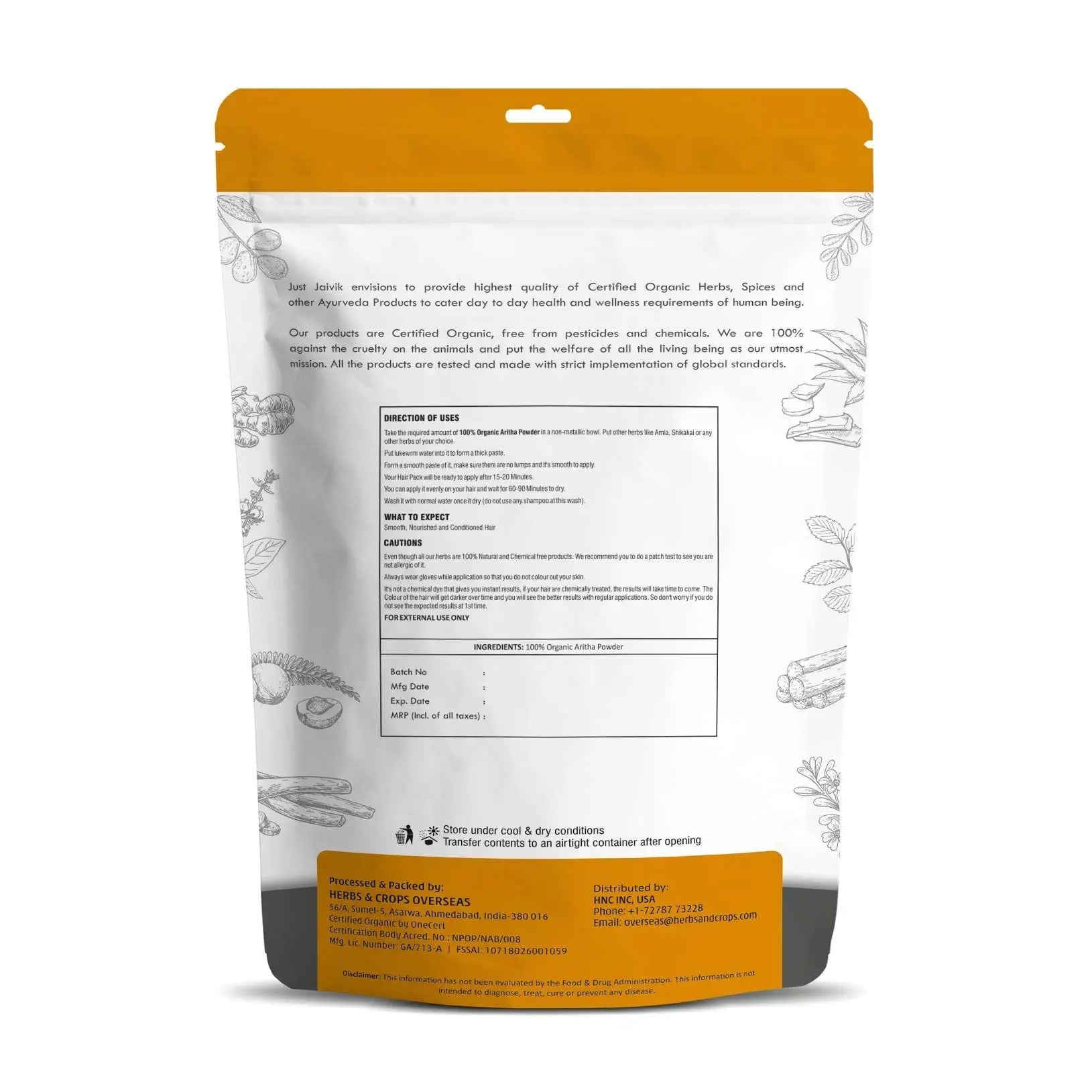 Just Jaivik | Aritha Powder | Reetha Powder | Sapindus Mukorossi | Soapnut | USDA | Organic 