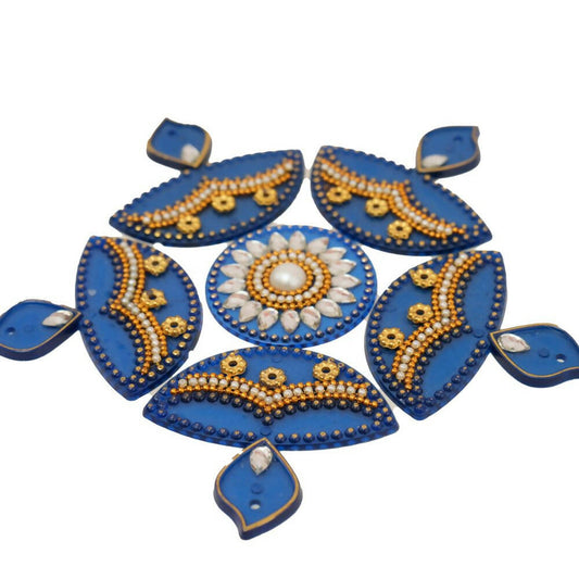 Kundan HandiKrafts Diya Rangoli Blue (Baby) - Grab2buy