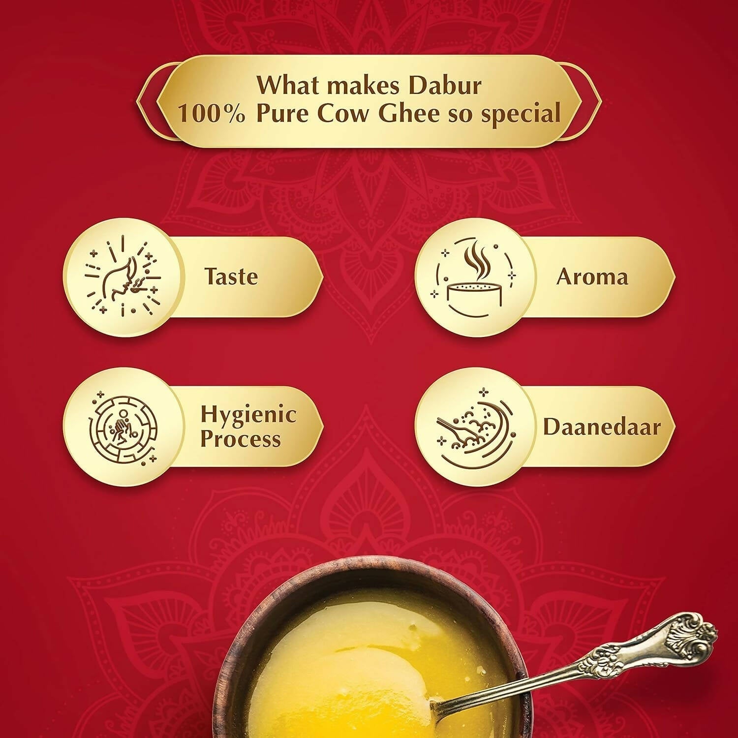 Dabur 100% Pure Daanedaar Cow Ghee | Cultured Cow Ghee | Pure and Natural Cow Ghee 