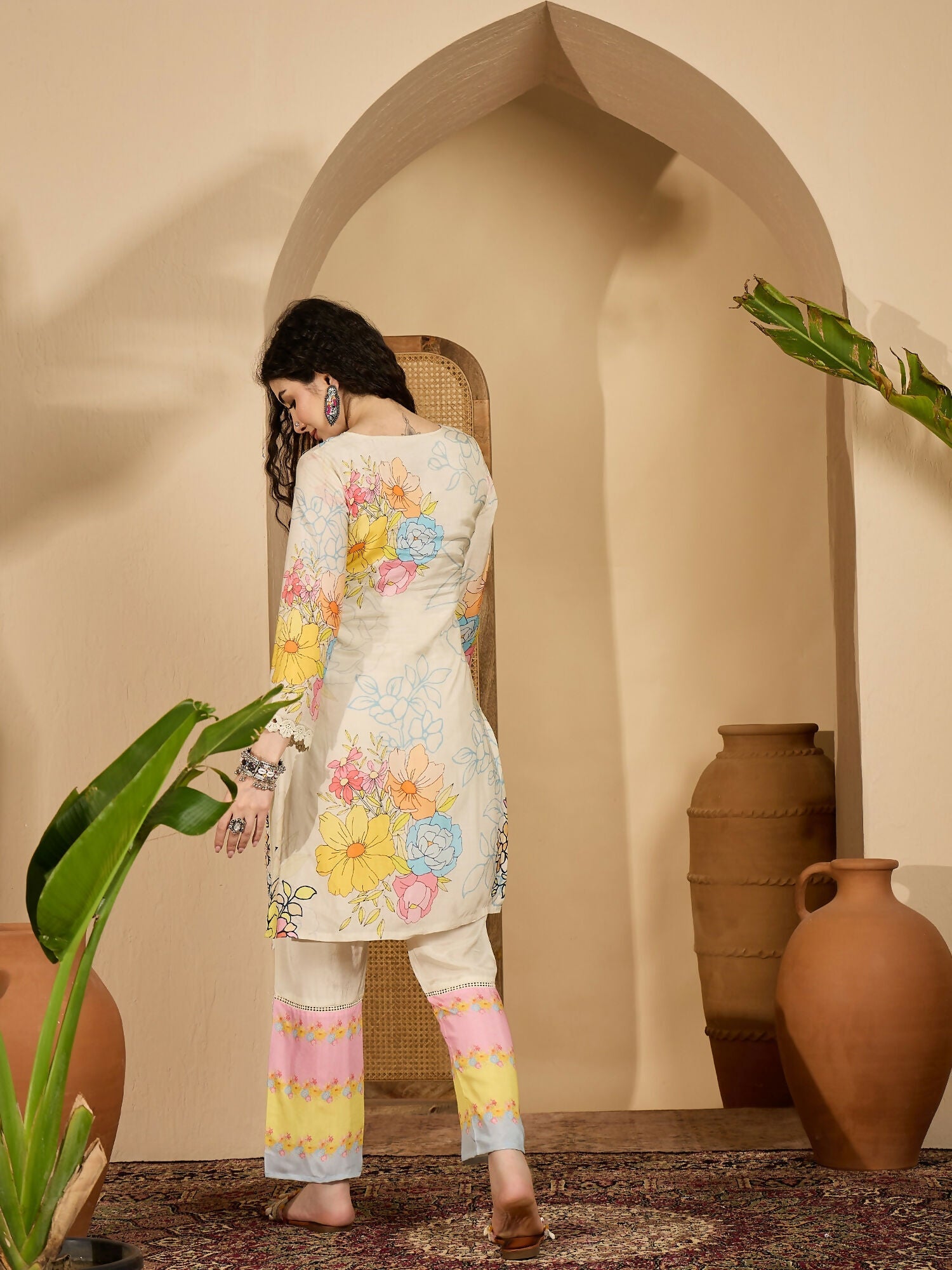 Joban Fashion Printed Cream Pure Cotton Cord Set