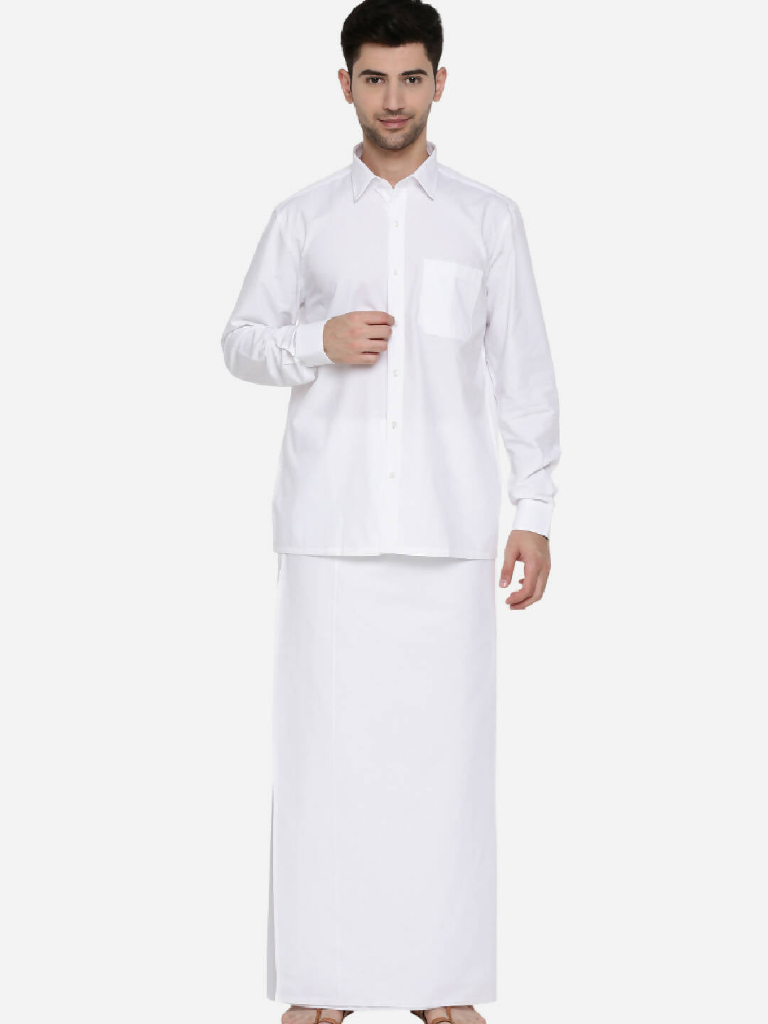 Ramraj Cotton Mens Full Sleeve Formal Poly Cotton White Shirt 