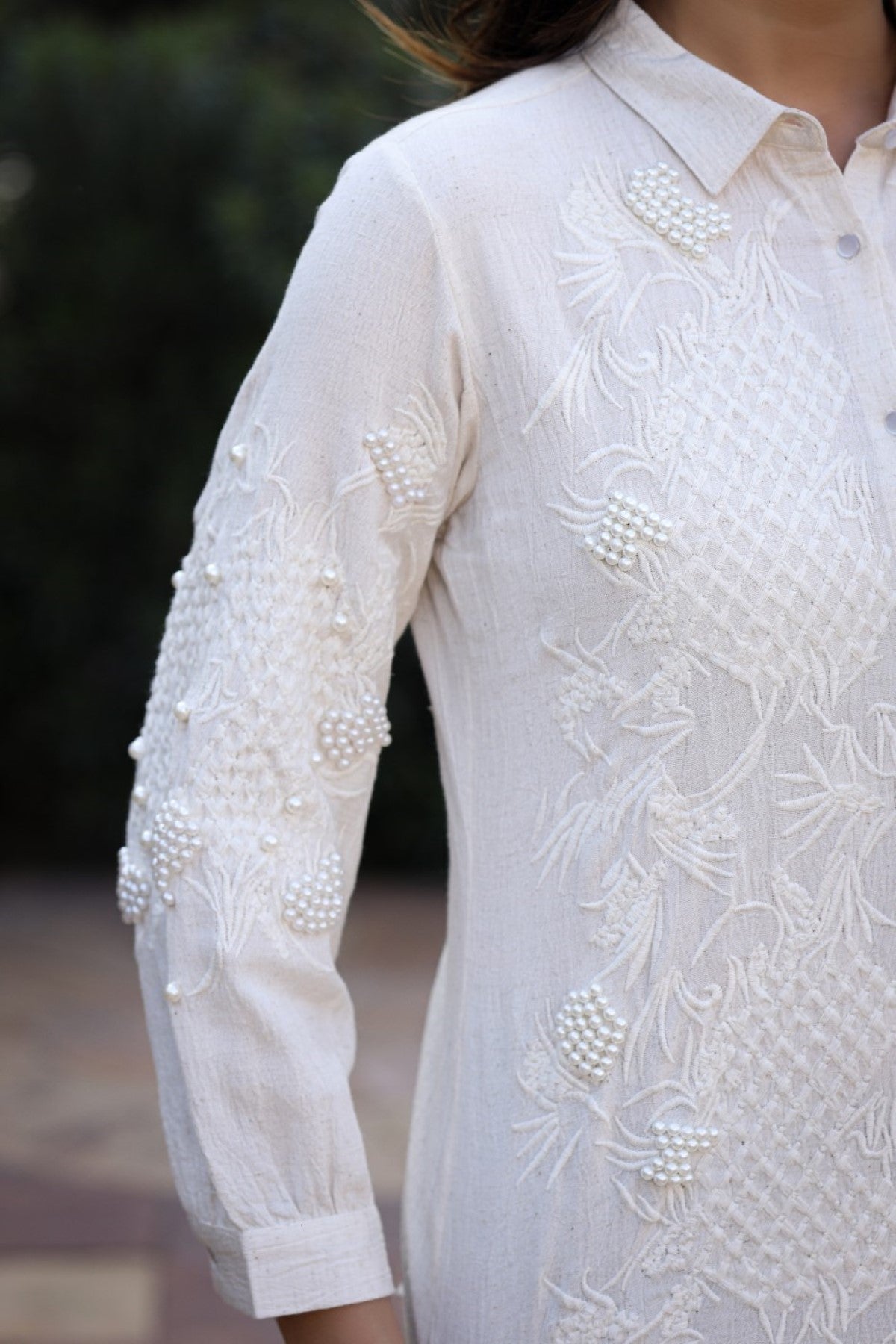 Juniper Women's Rayon Flex Thread Embroidered Women's Shirt With Beads Work