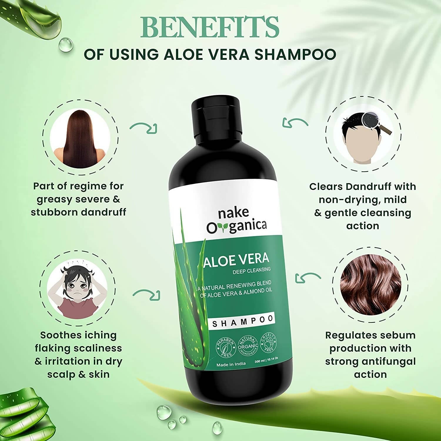 Nake Organica Aloe Vera Shampoo - Deep Cleansing