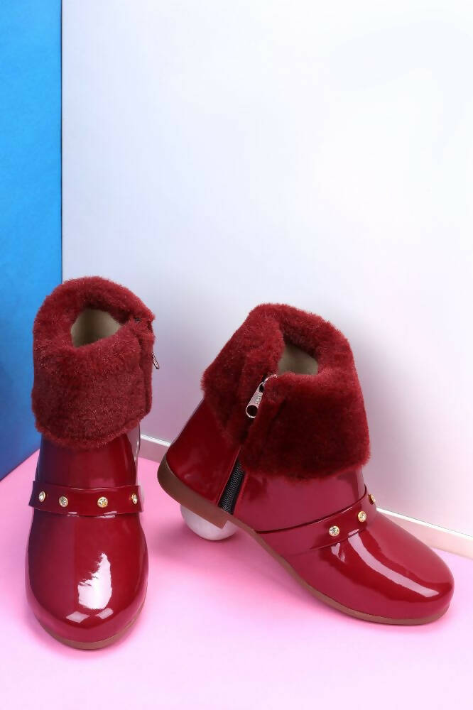 Tiny Bugs Girls Anckle Lenght Boots -Maroon  Grab2Buy Tiny Bugs Grab2Buy