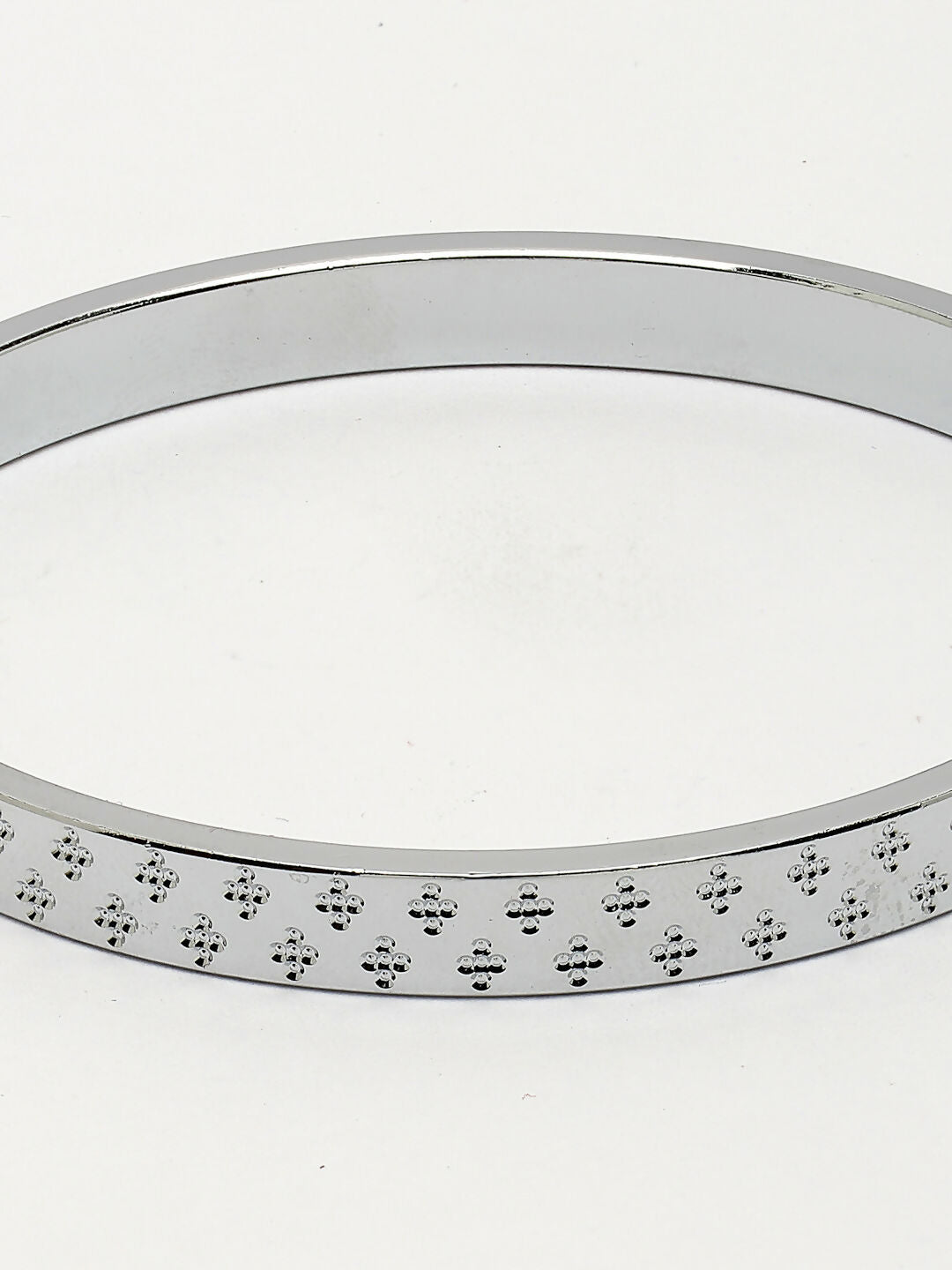NVR Men's Silver-Plated Stainless Steel Kada Bracelet