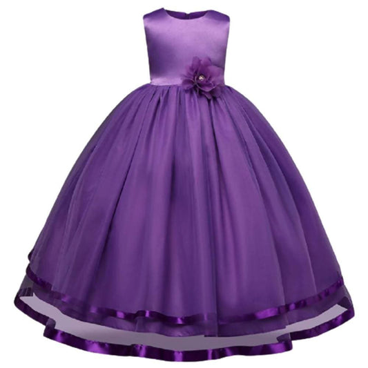Asmaani Baby Girl's Purple-Color Satin A-Line Maxi Full Length Dress (AS-DRESS_22066) - Grab2buy