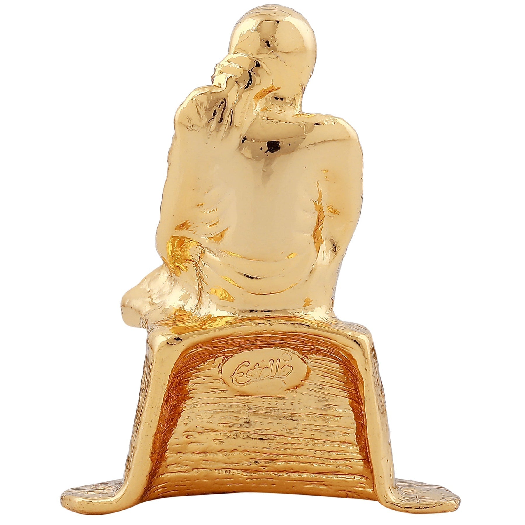 Estele Gold-Polished Divine Sirdi Sai Baba Idol with Sitting Position for Pooja/Gifts/Car decor 