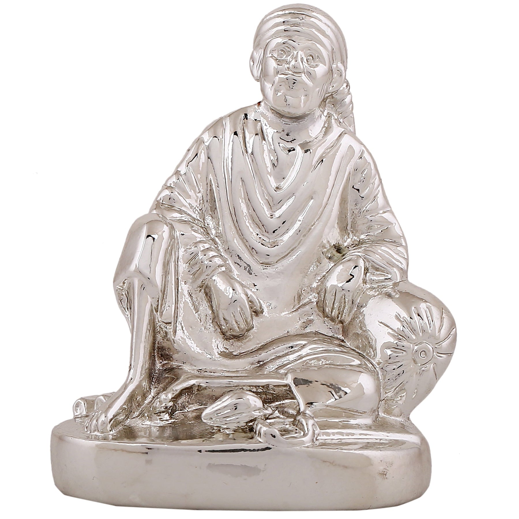 Estele Rhodium Plated Sirdi Wale Sai Baba Idol for Home/Car decor 