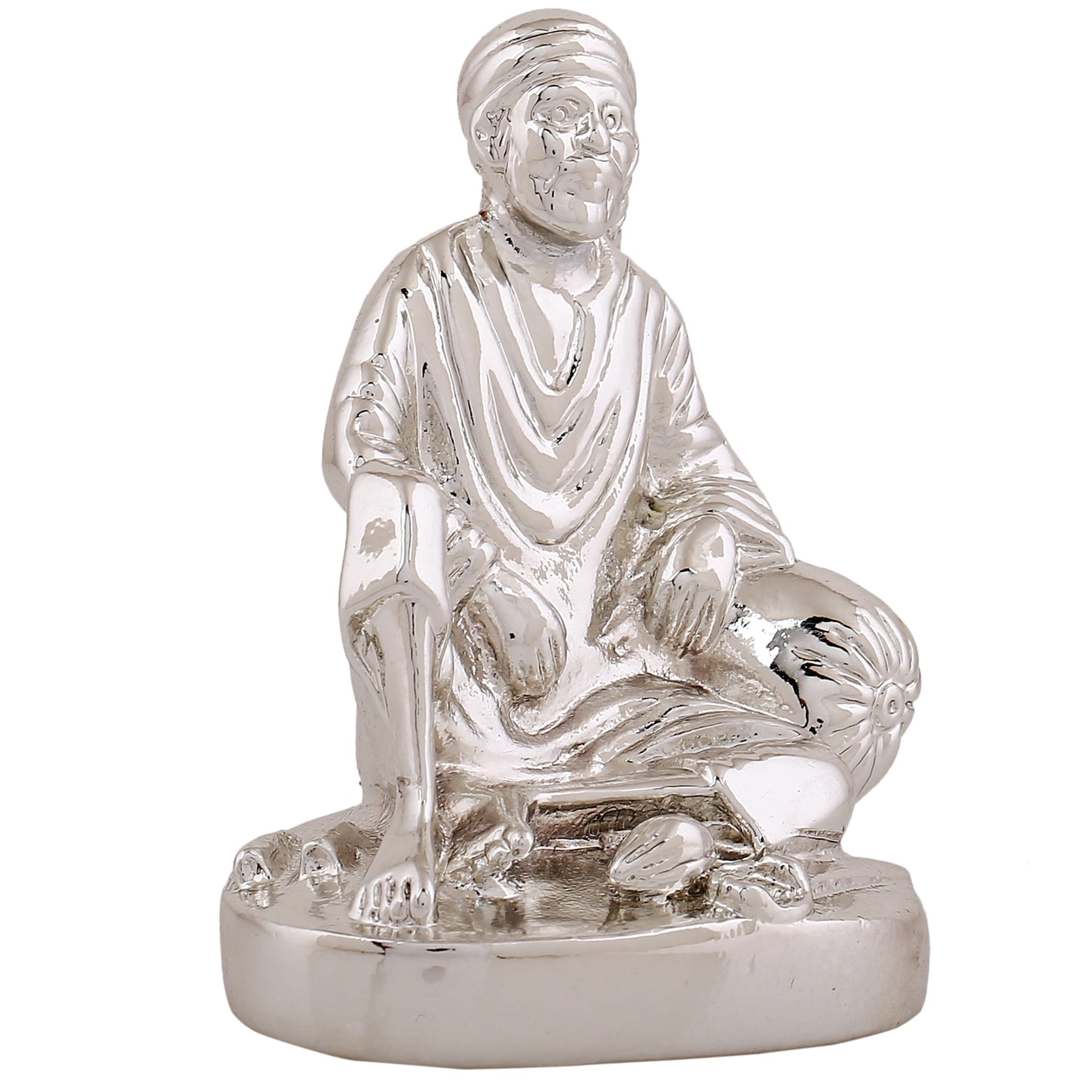 Estele Rhodium Plated Sirdi Wale Sai Baba Idol for Home/Car decor 