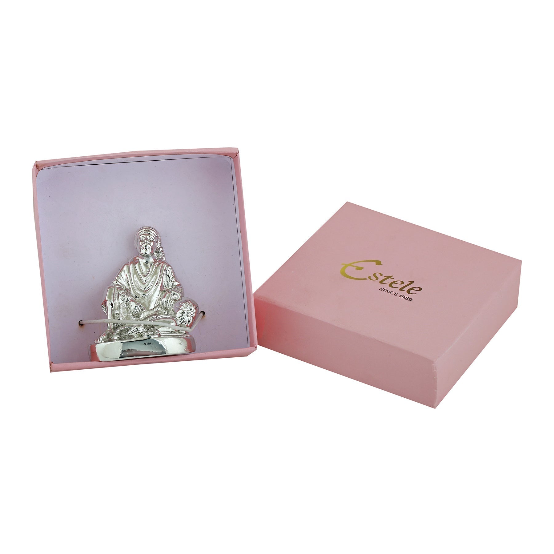 Estele Rhodium Plated Sirdi Wale Sai Baba Idol for Home/Car decor 