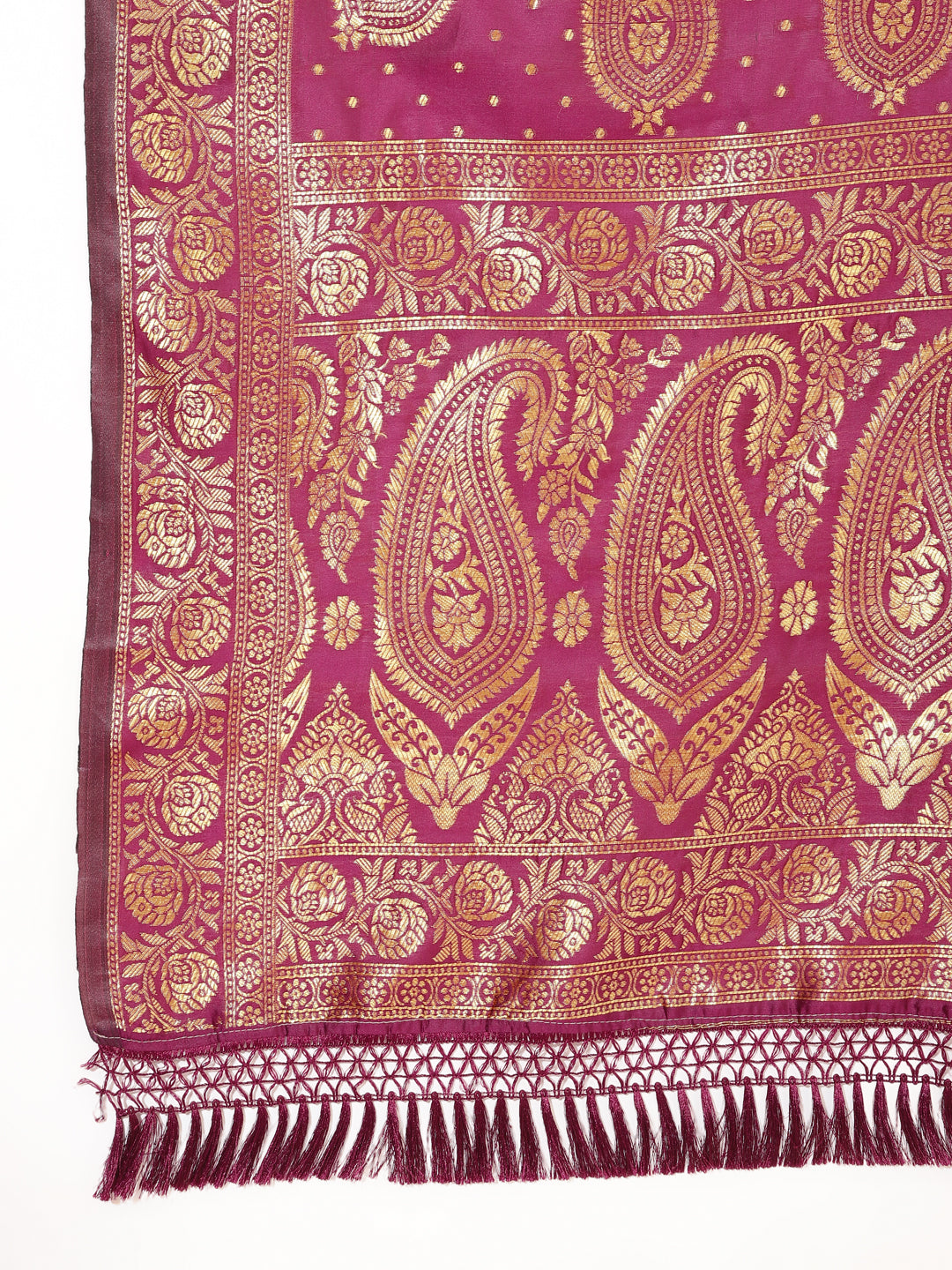Janasya Wine Banarasi Silk Woven Ethnic Motifs Banarasi Silk Grab2Buy 