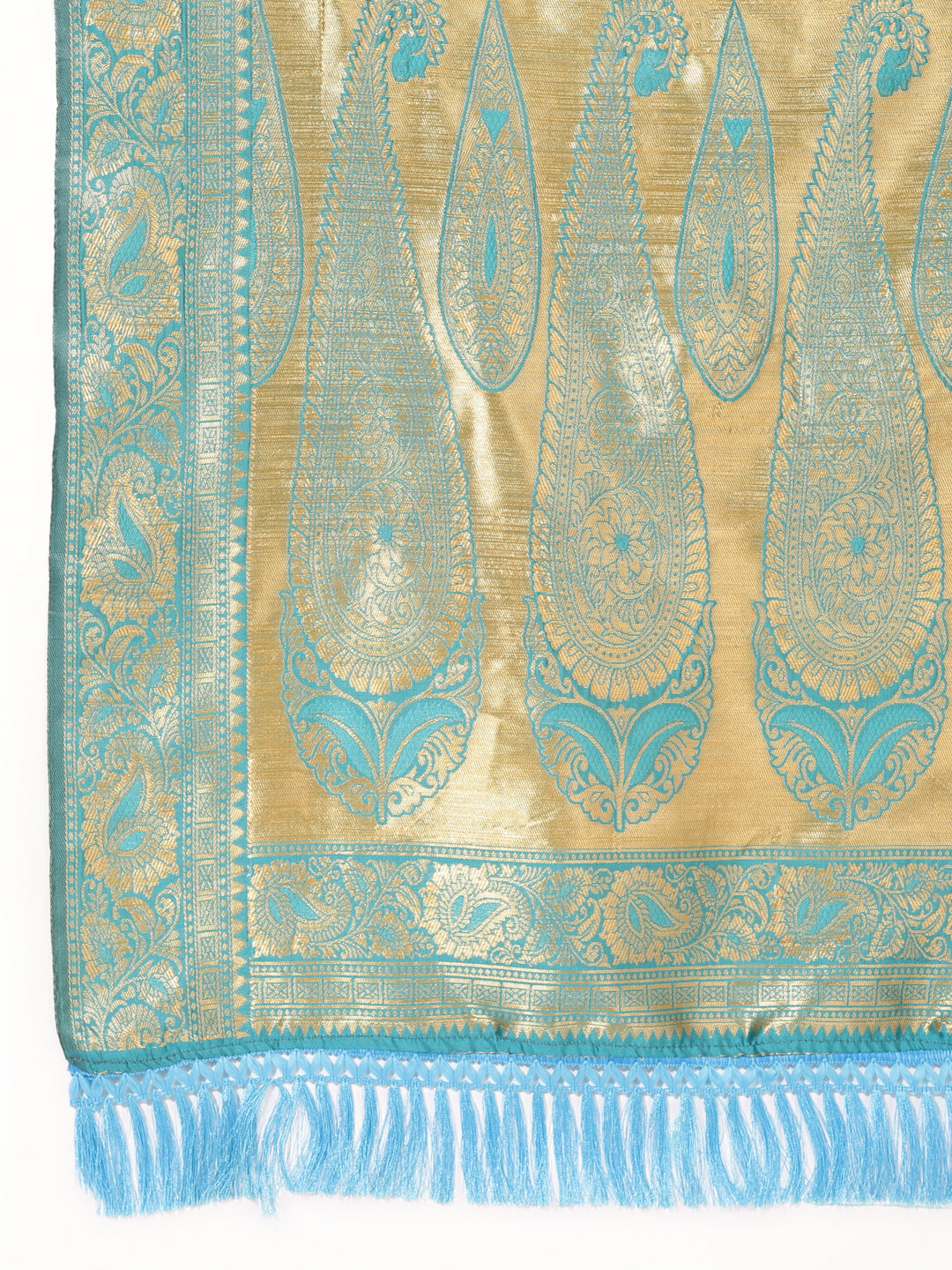 Janasya Turquoise Blue Banarasi Silk Woven Ethnic Motifs Banarasi Silk Grab2Buy 