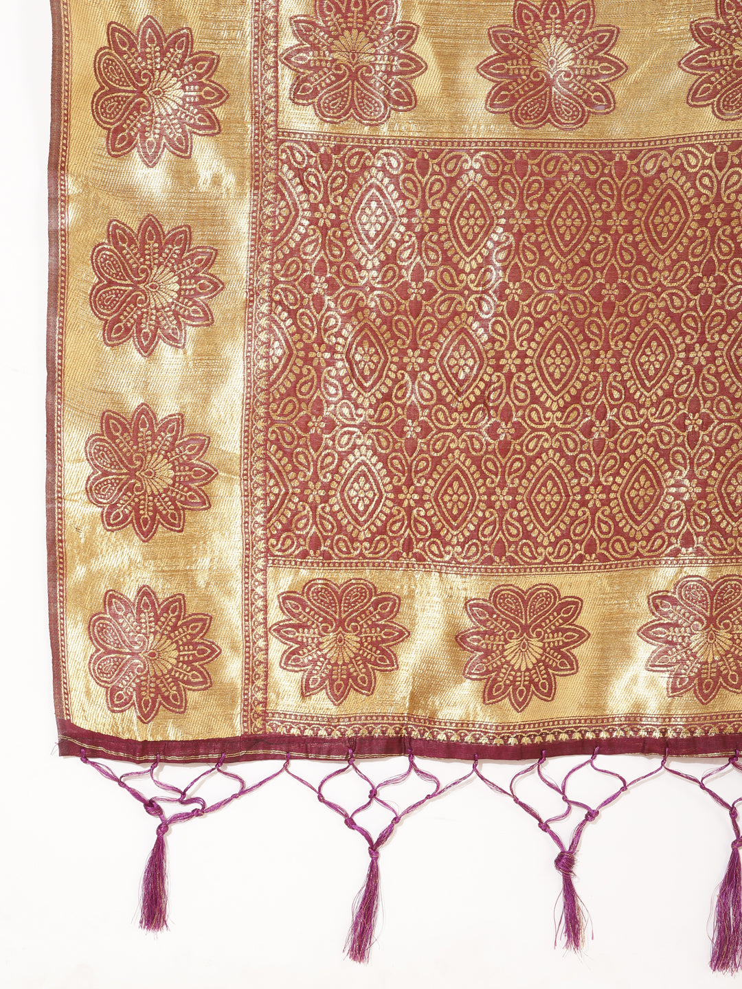 Janasya Wine Chanderi Silk Woven Paisley Chanderi Silk Grab2Buy 