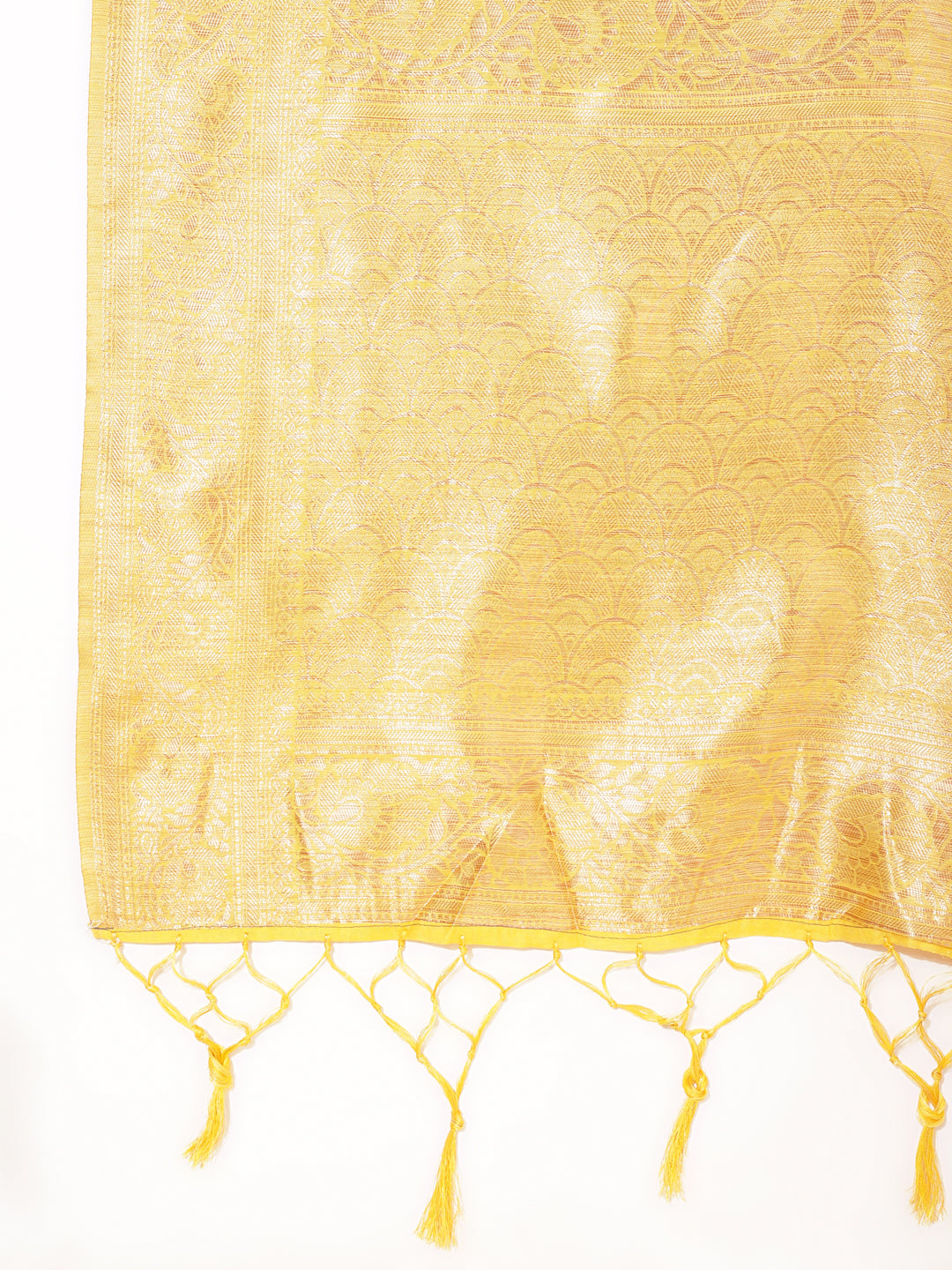 Janasya Yellow Chanderi Silk Floral Woven Design Grab2Buy 