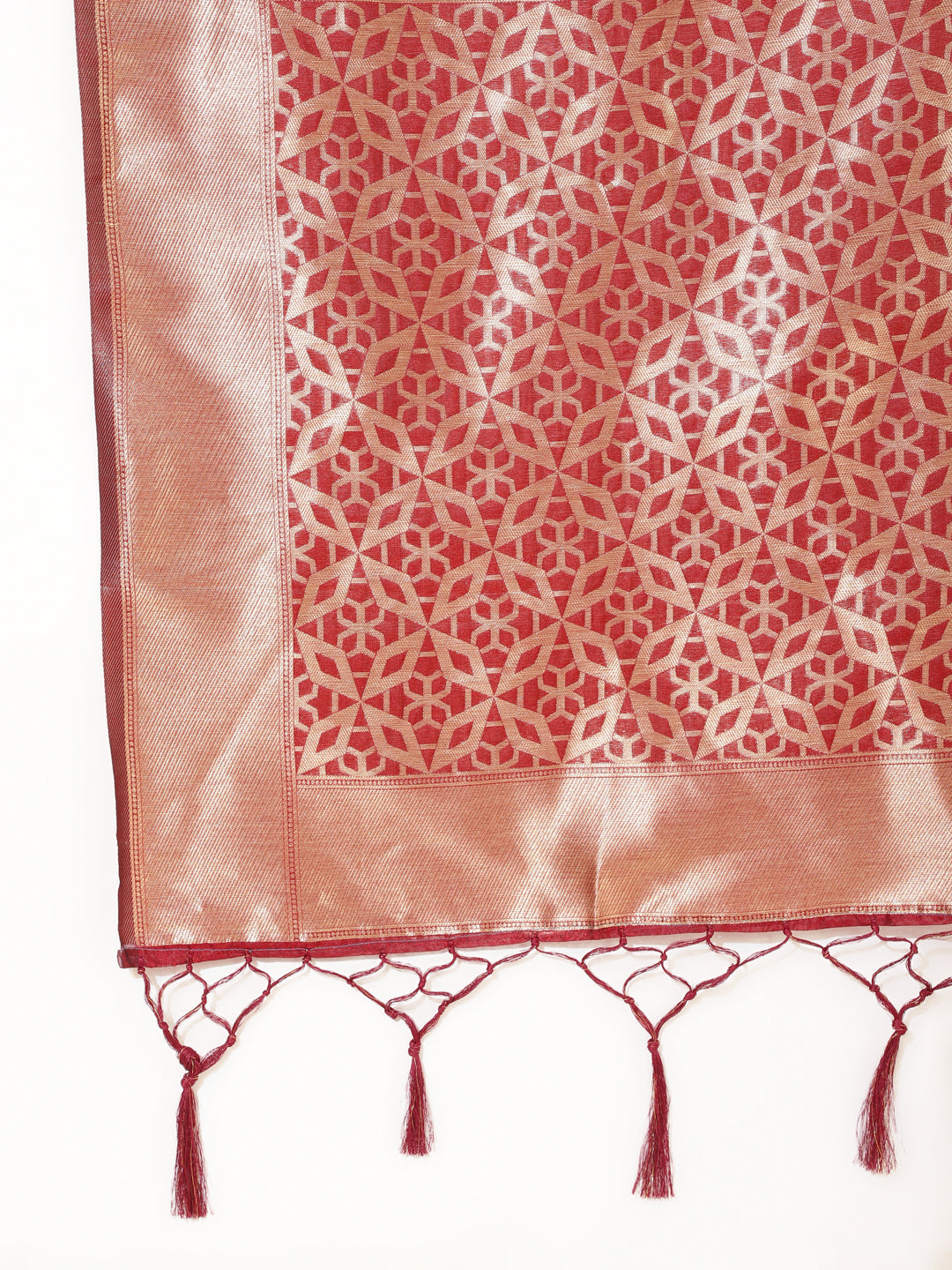 Janasya Maroon Organza Woven Ethnic Motifs Kanjeevaram Grab2Buy 