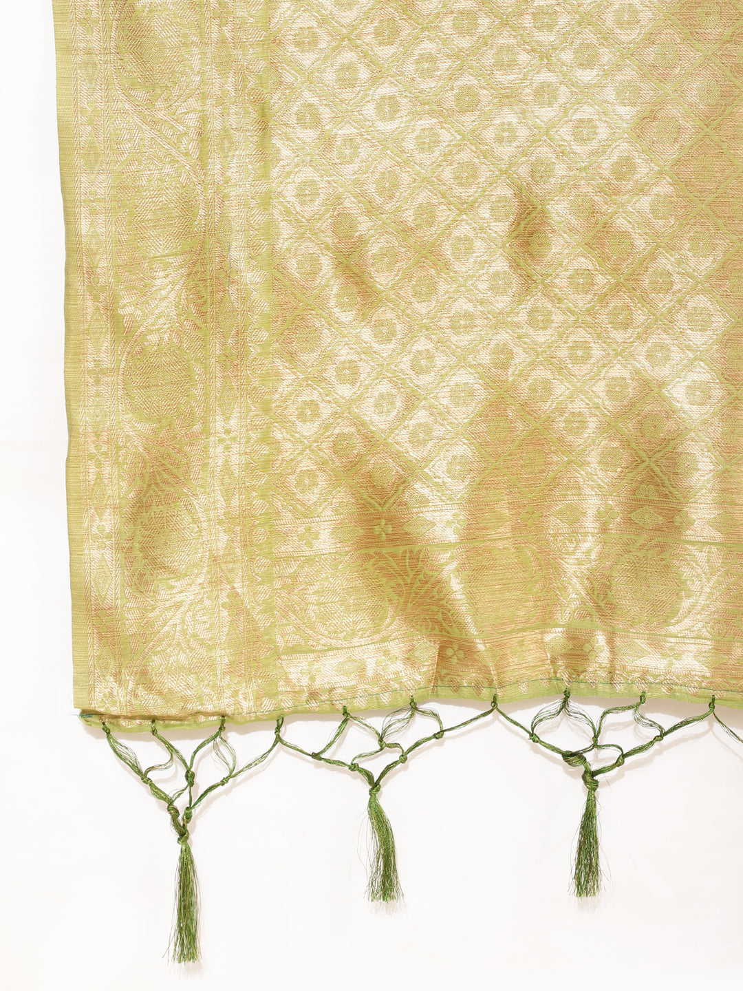 Janasya Light Green Chanderi Silk Floral Woven Design Grab2Buy 
