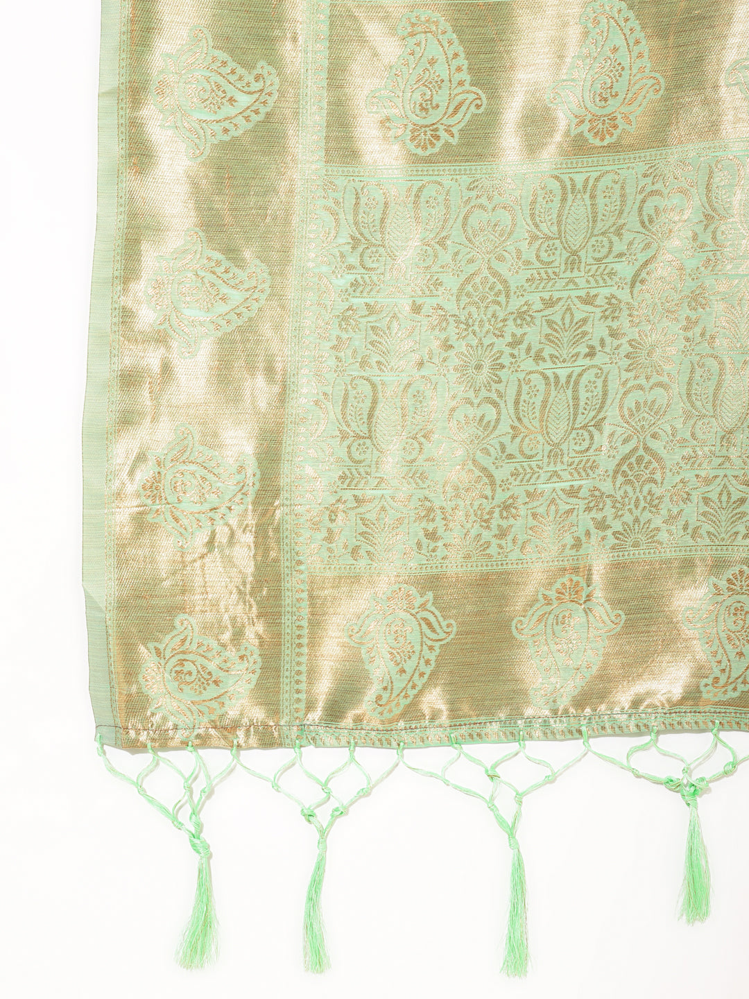 Janasya Light Green Chanderi Silk Floral Woven Design Grab2Buy 