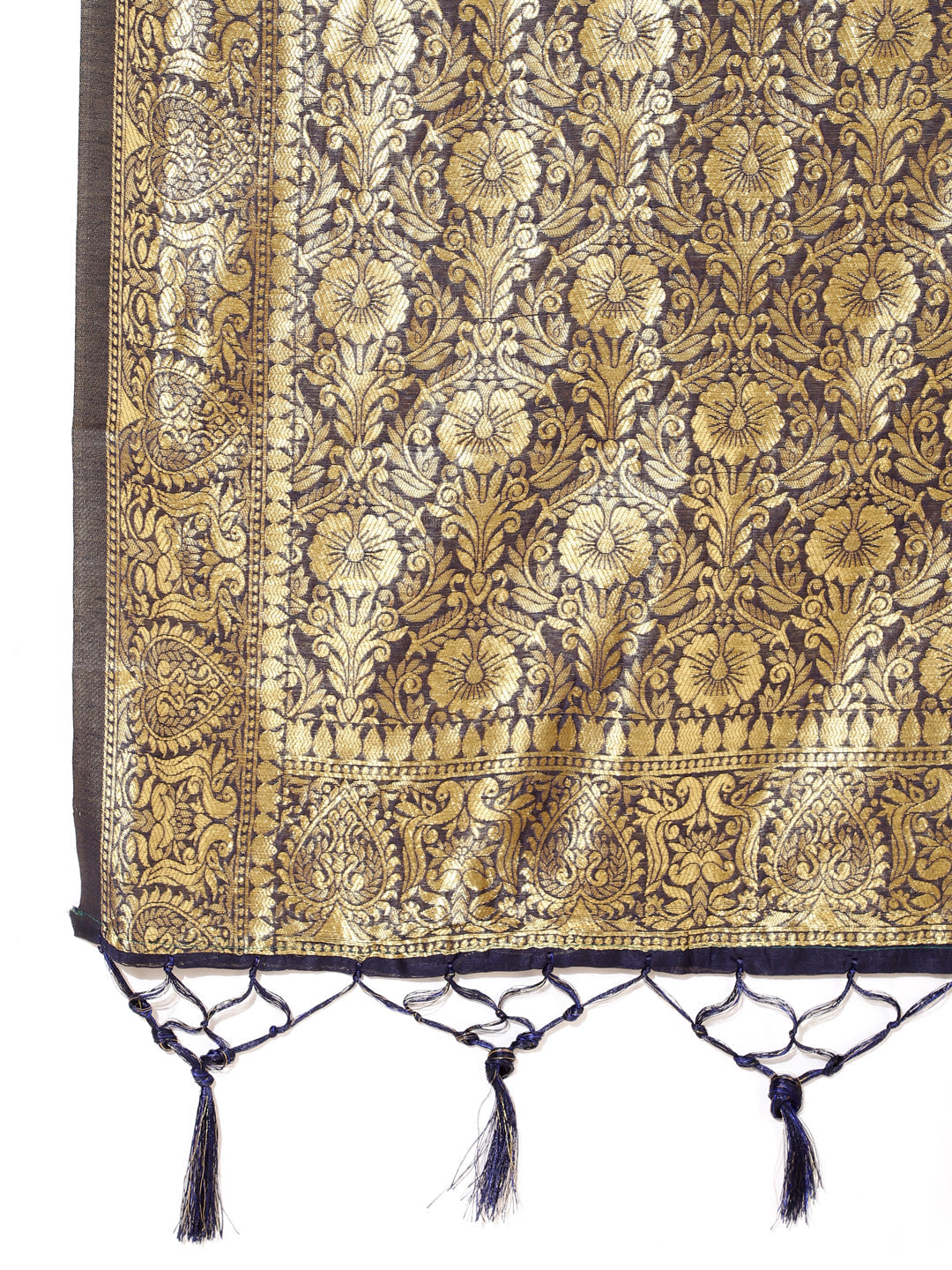 Janasya Navy Blue Chanderi Silk Woven Geometric Chanderi Silk Grab2Buy 