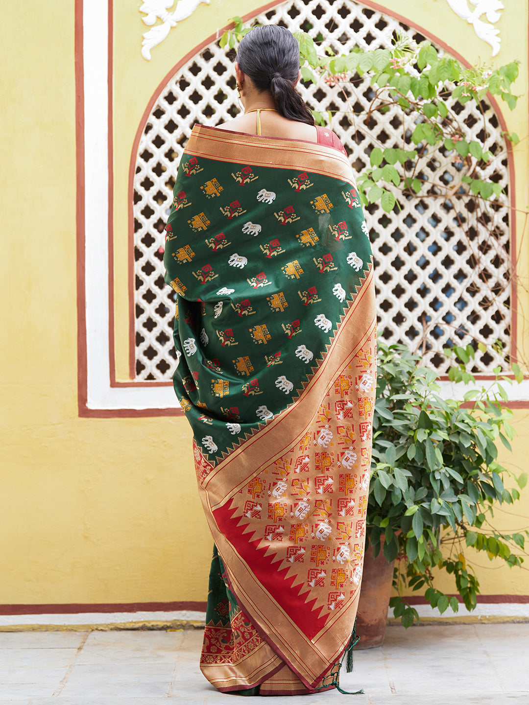 Janasya Green Cotton Silk Woven Ethnic Motifs Patola Grab2Buy 