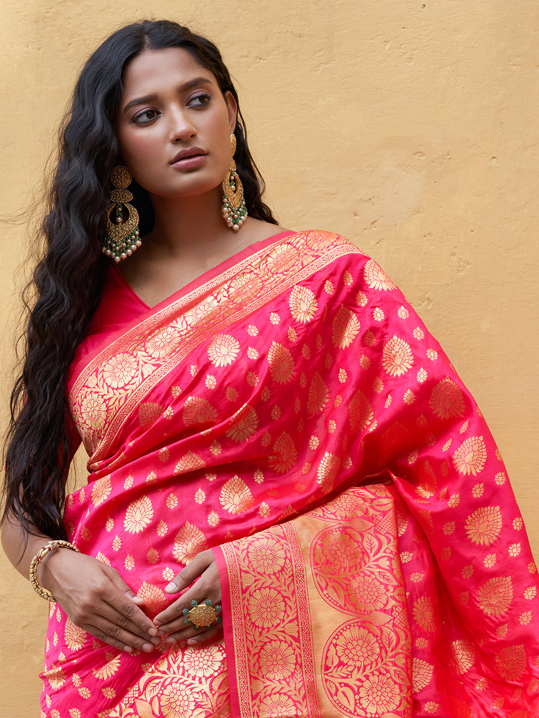 Janasya Pink Banarasi Silk Ethnic Motifs Woven Design Grab2Buy 