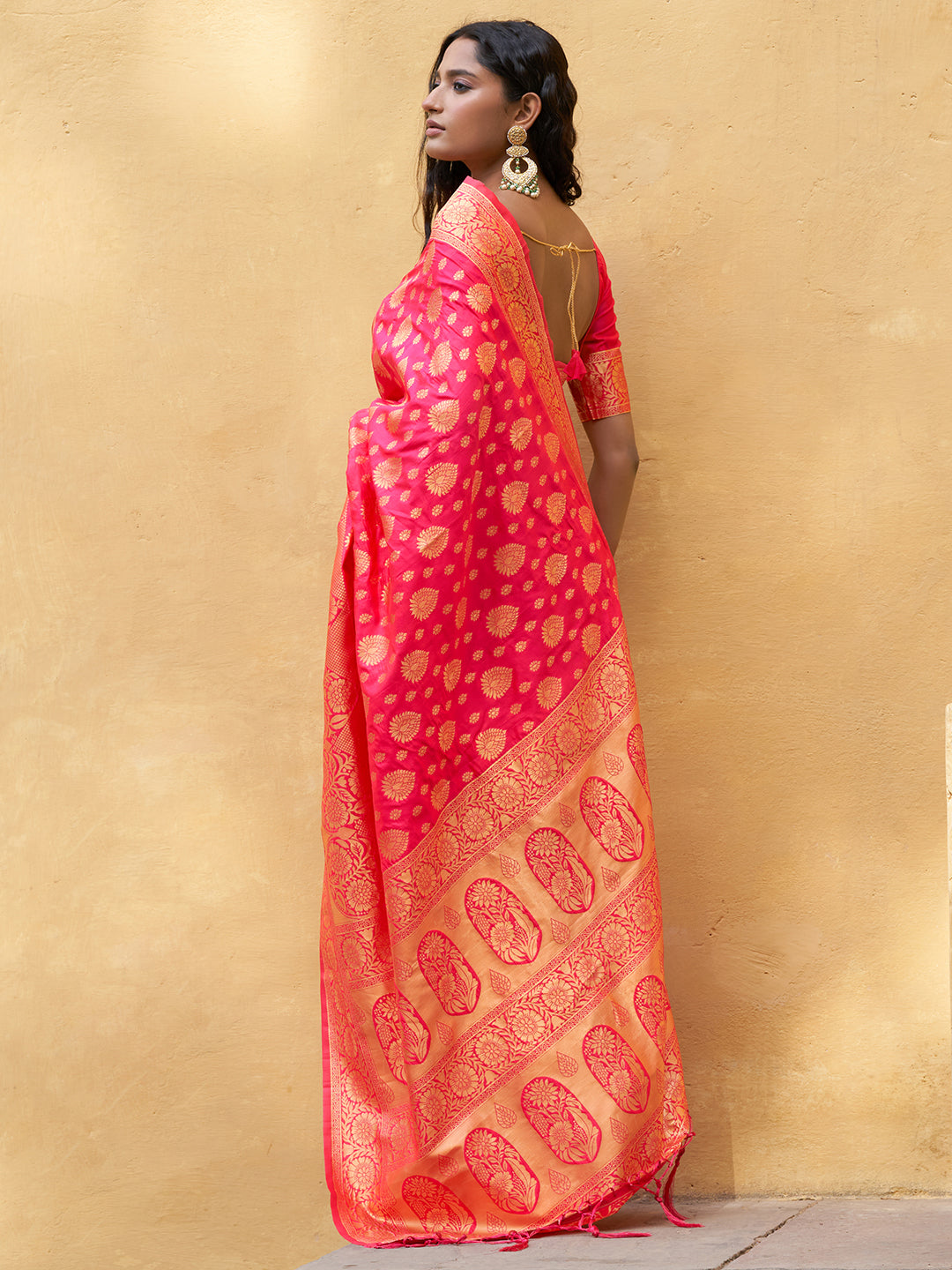 Janasya Pink Banarasi Silk Ethnic Motifs Woven Design Grab2Buy 