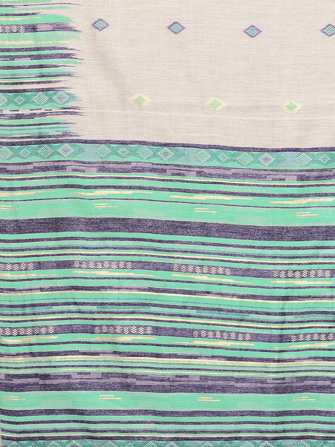 Janasya Beige & Blue Chanderi Geometric Woven Grab2Buy 