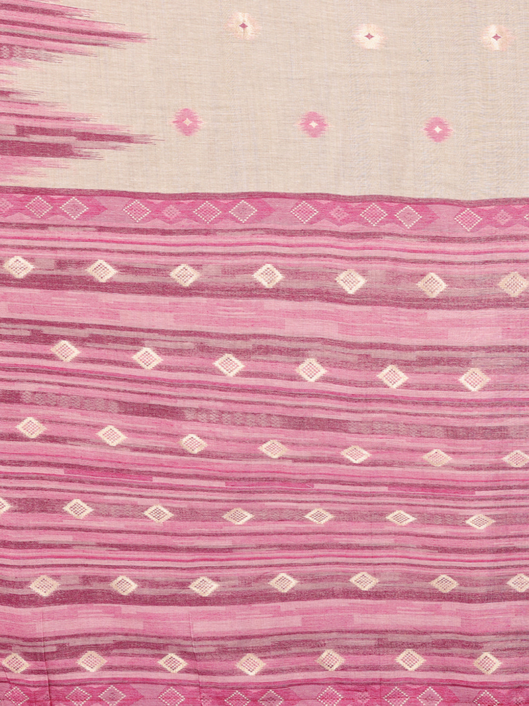 Janasya Beige & Mauve Cotton Linen Geometric Woven Grab2Buy 