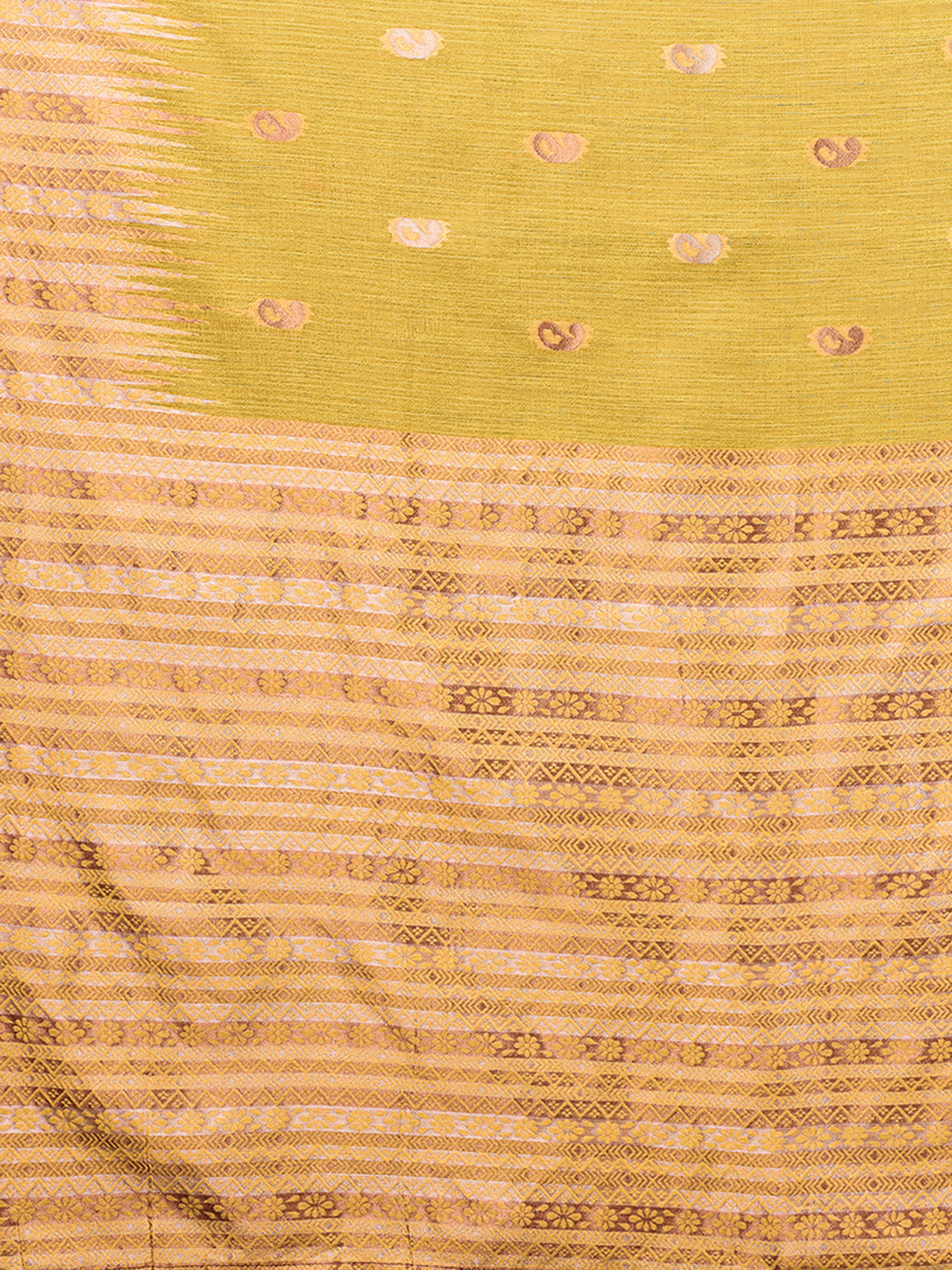 Janasya Yellow Cotton Linen Paisley Woven Grab2Buy 