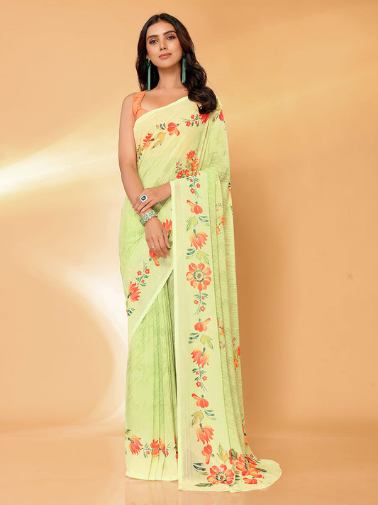 Janasya Light Green Georgette Floral Printed Grab2Buy 