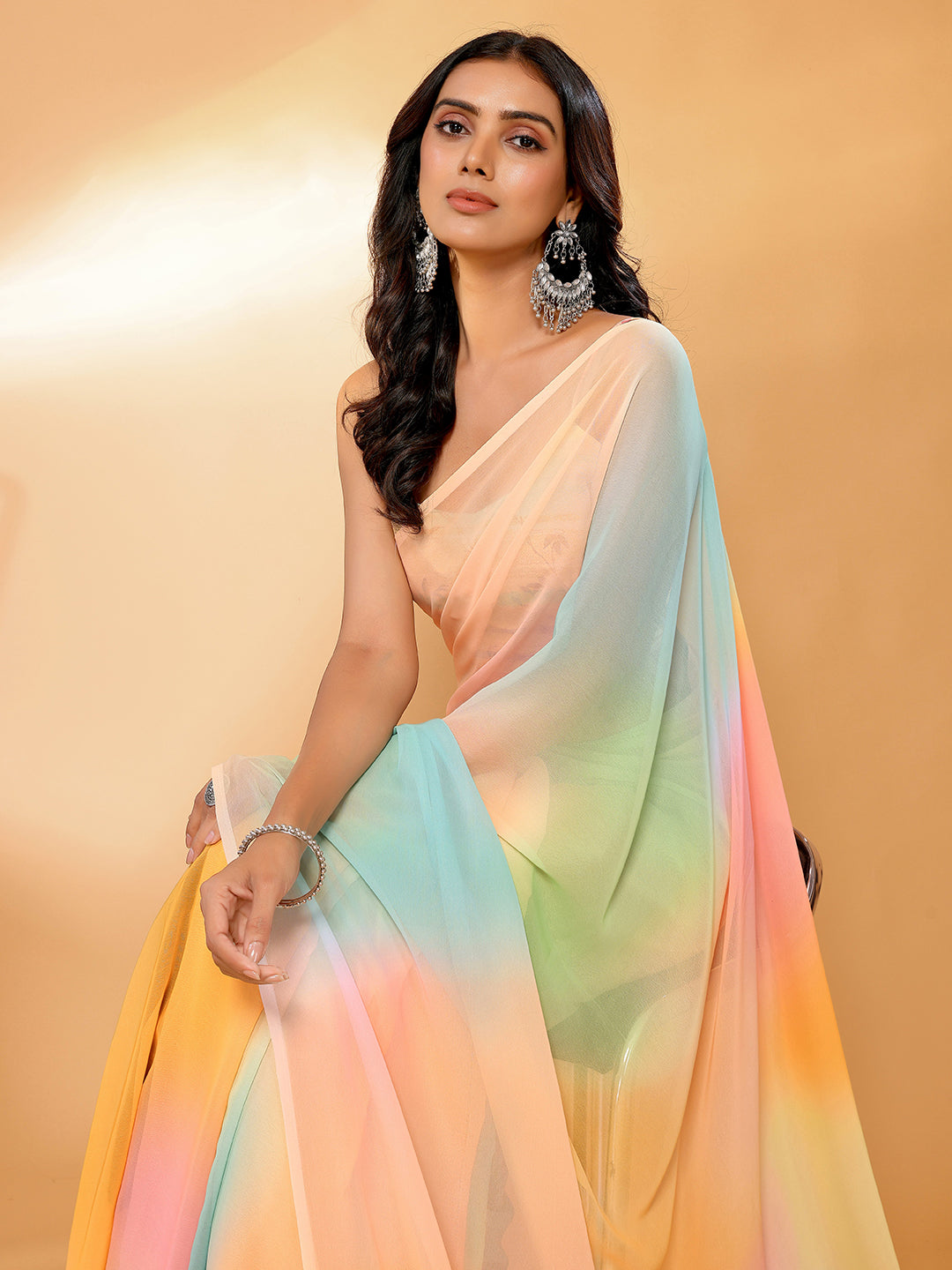 Janasya Multicolor Georgette Ombre Printed Grab2Buy 