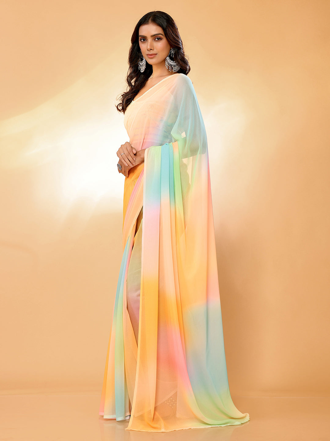 Janasya Multicolor Georgette Ombre Printed Grab2Buy 
