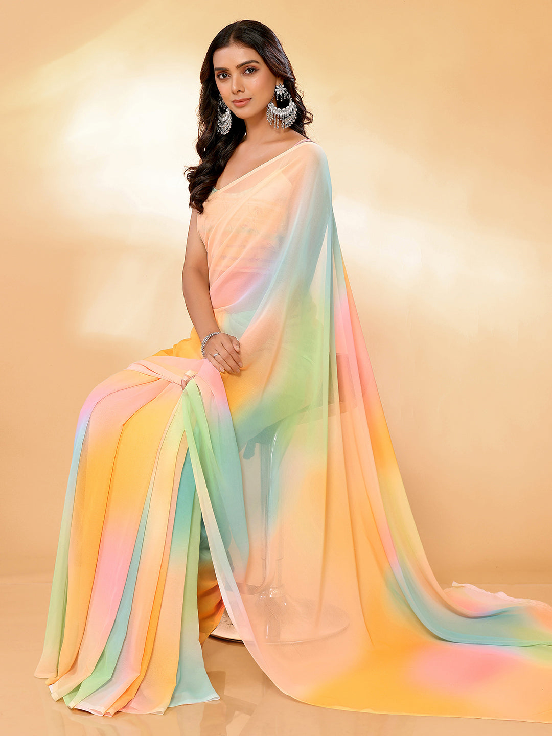 Janasya Multicolor Georgette Ombre Printed Grab2Buy 