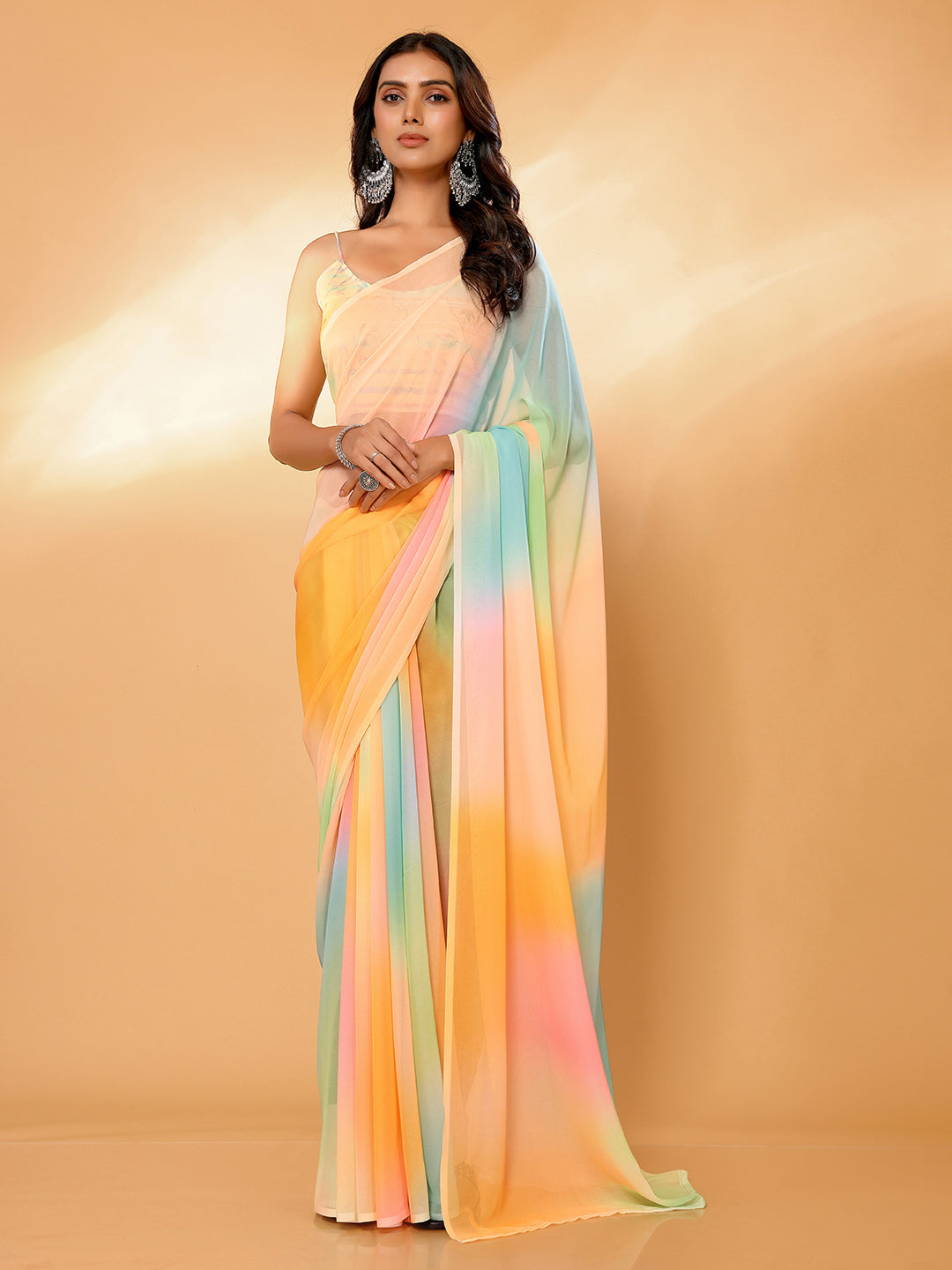 Janasya Multicolor Georgette Ombre Printed Grab2Buy 