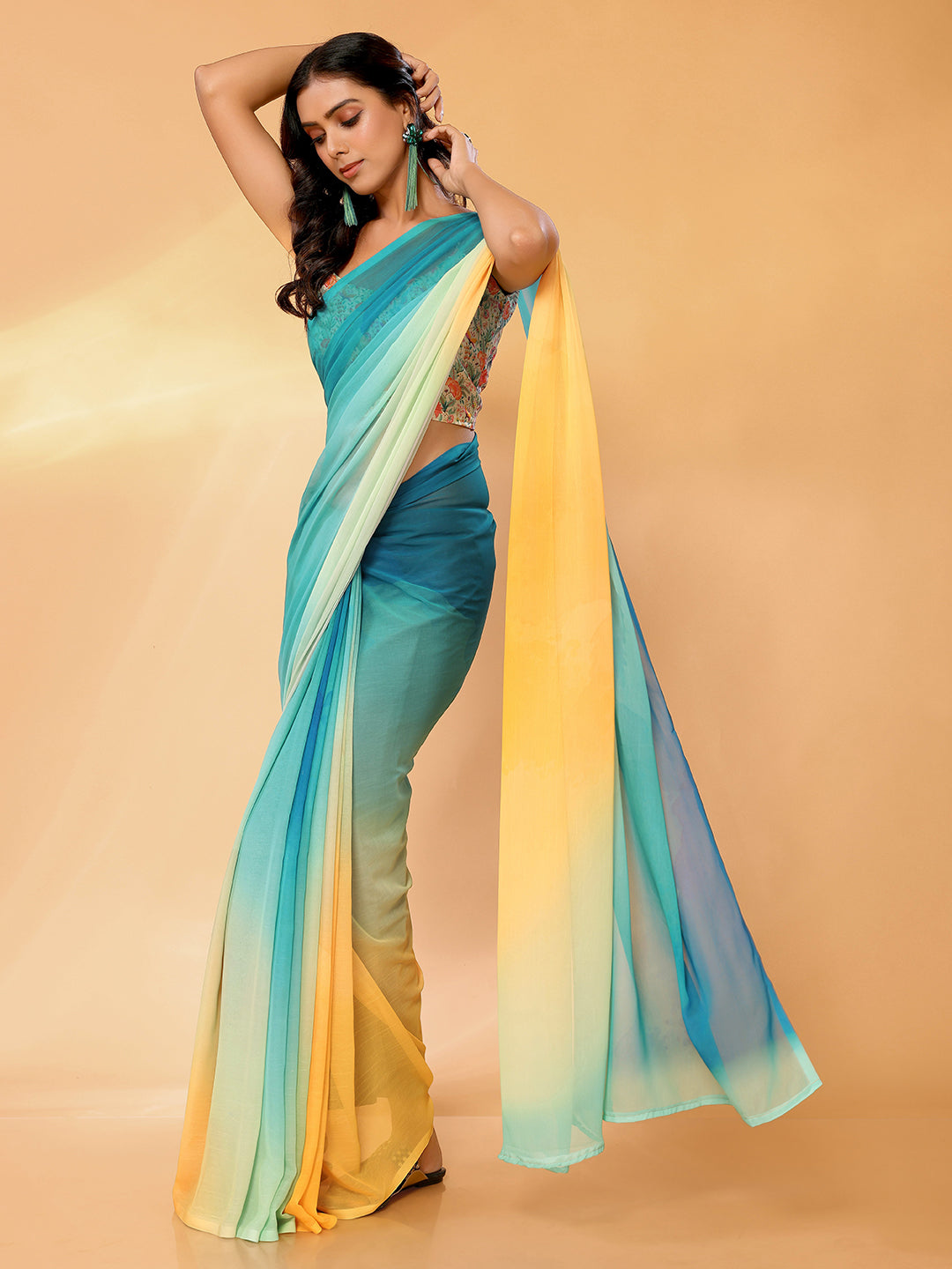 Janasya Multicolor Georgette Ombre Printed Grab2Buy 